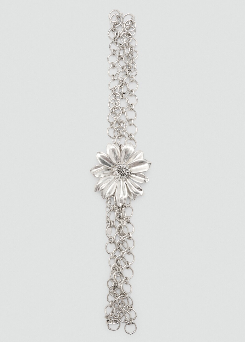 Metal chain flower belt - Silver