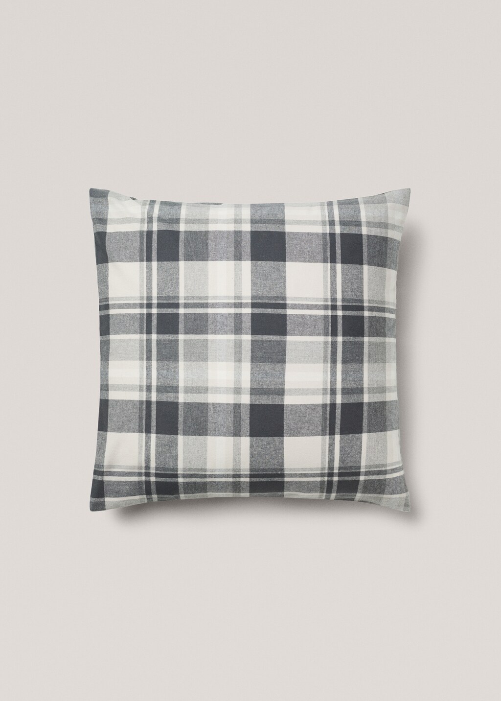 Pillow cover 100% cotton flannel plaid 60x60cm - Grey