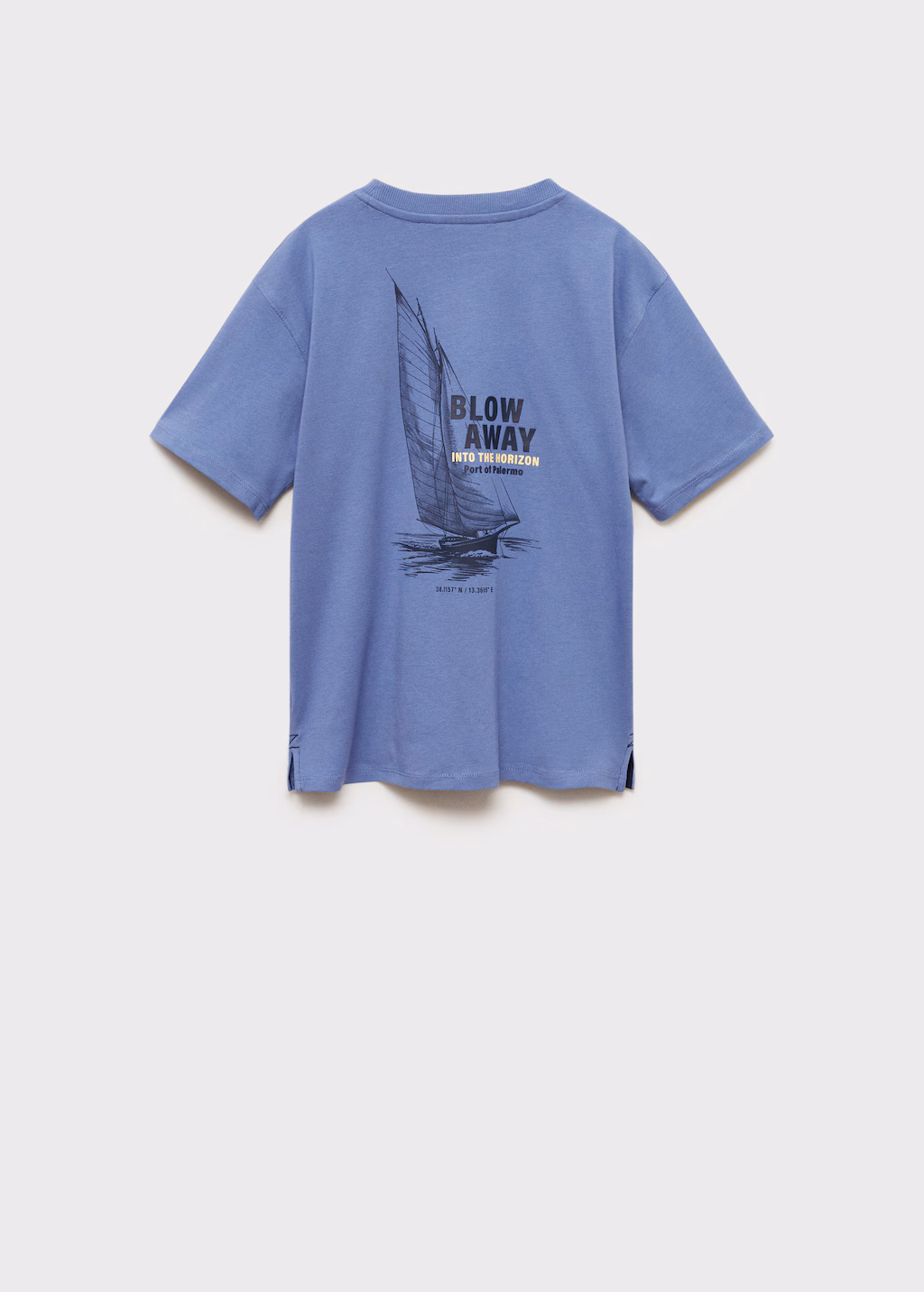 Cotton t-shirt with printed drawing - Blue