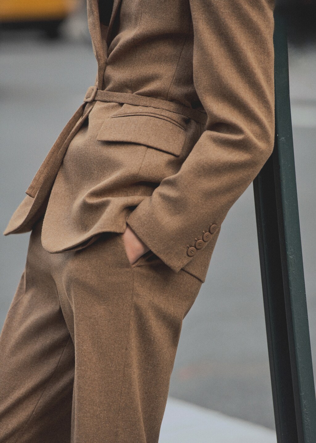Wool-blend suit jacket - Tobacco Brown