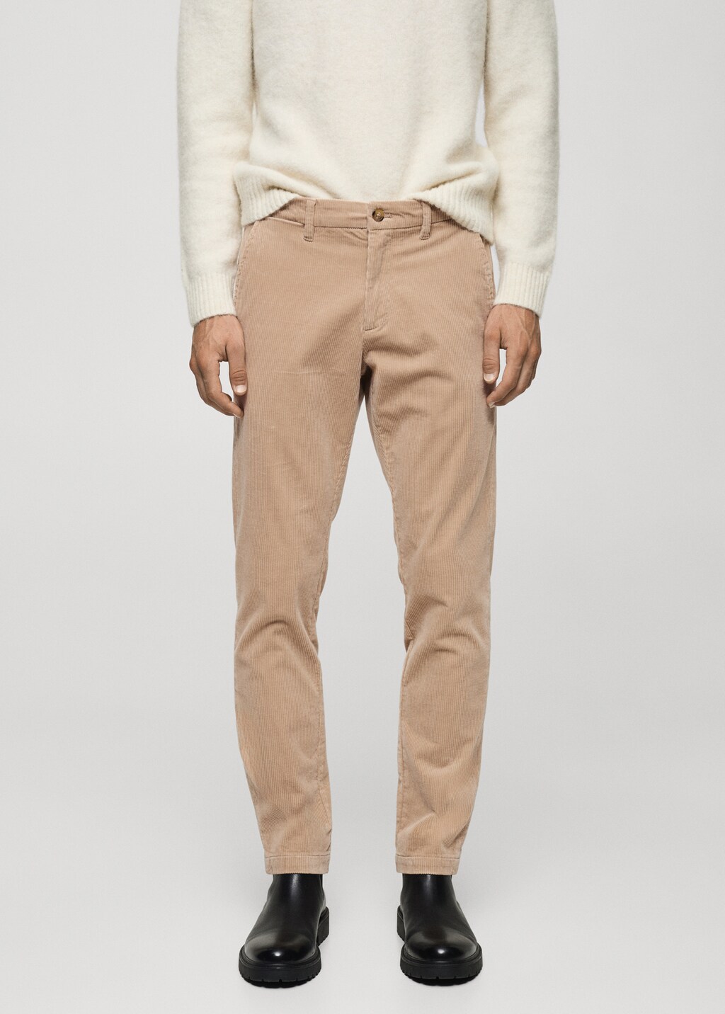 Corduroy slim-fit trousers - Medium Brown