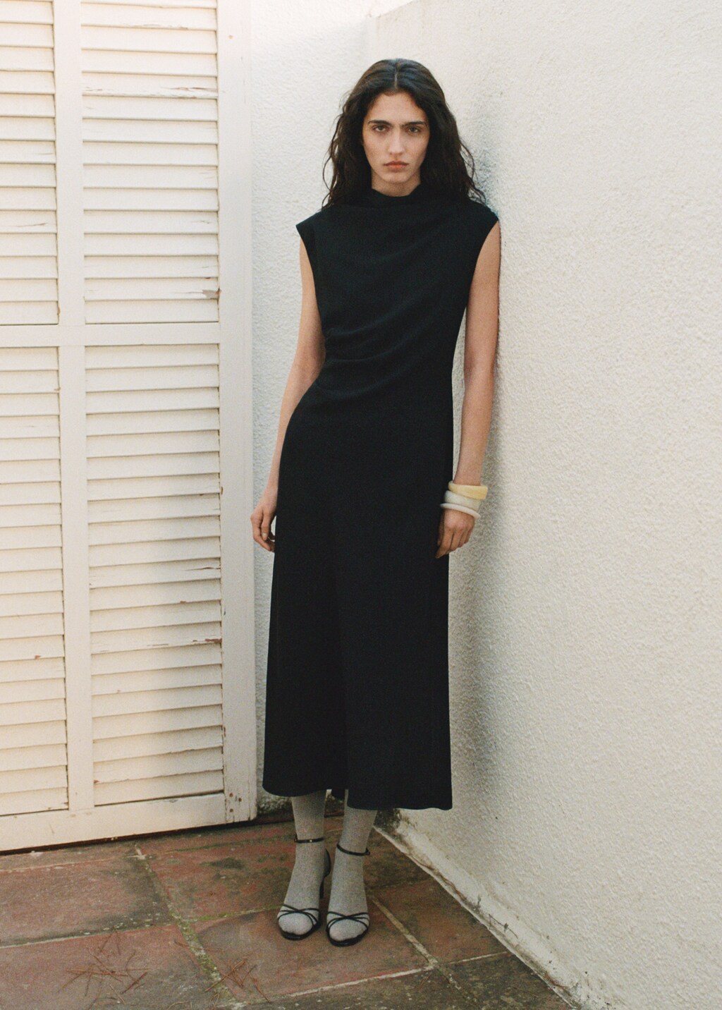 A-line dress with draped waist - Green