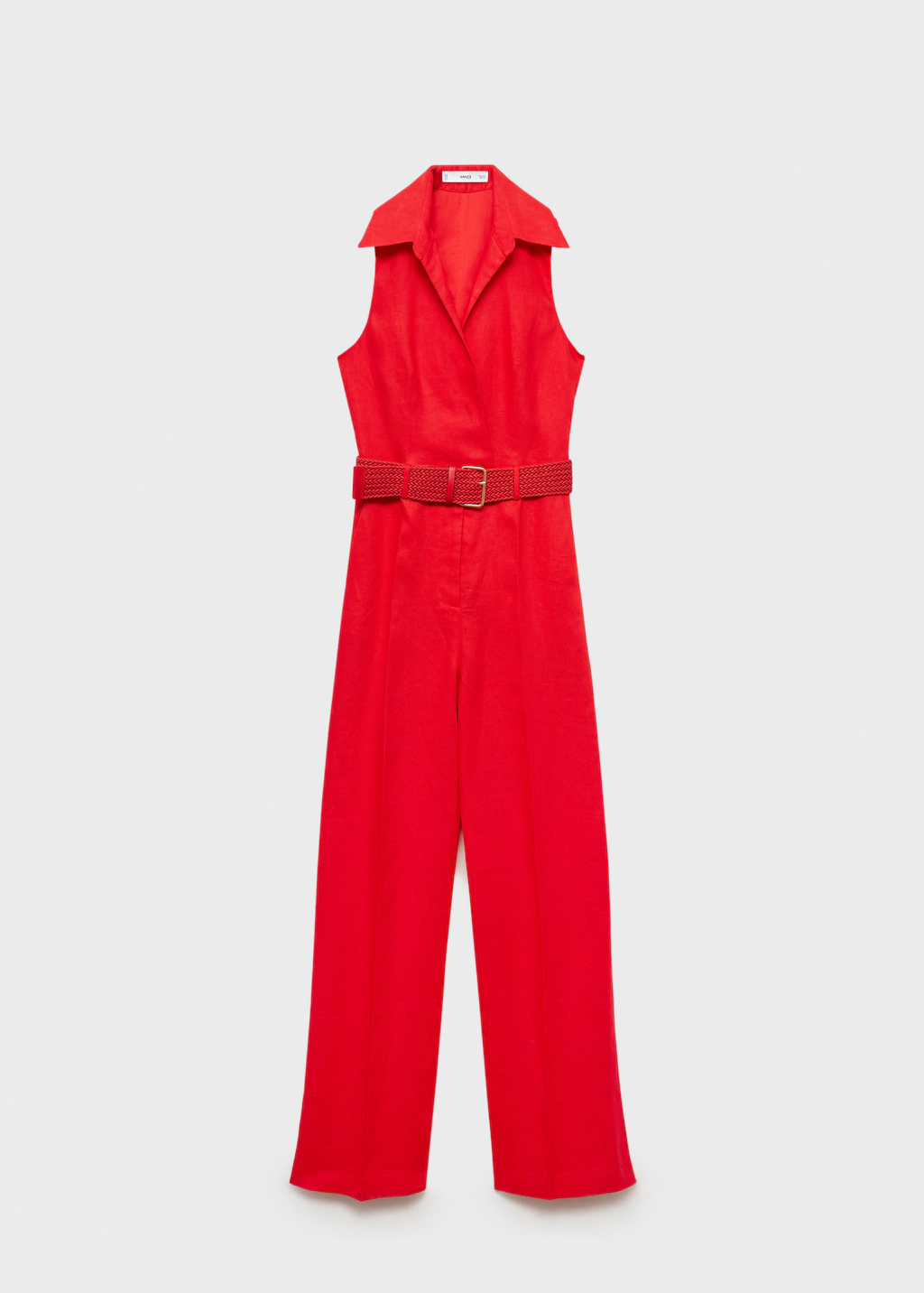 Shirt jumpsuit with belt - Red