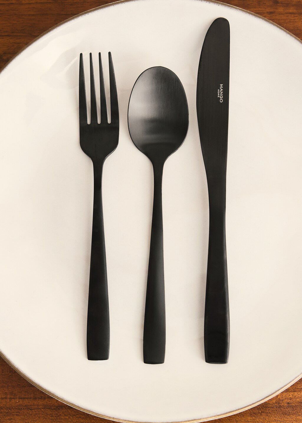 3-piece matte finish steel cutlery set - Black