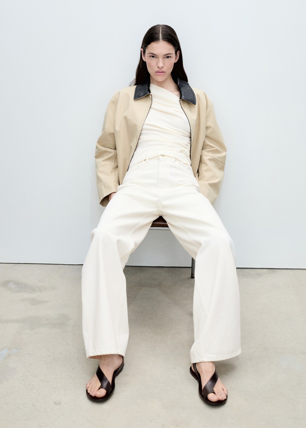 Asymmetric ruched top - Caramel