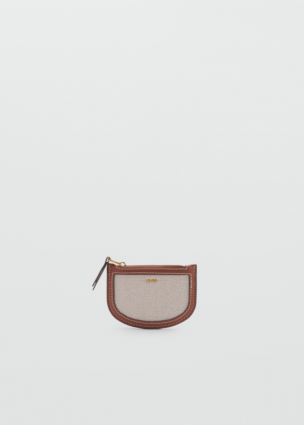 Mini oval canvas card holder - Leather