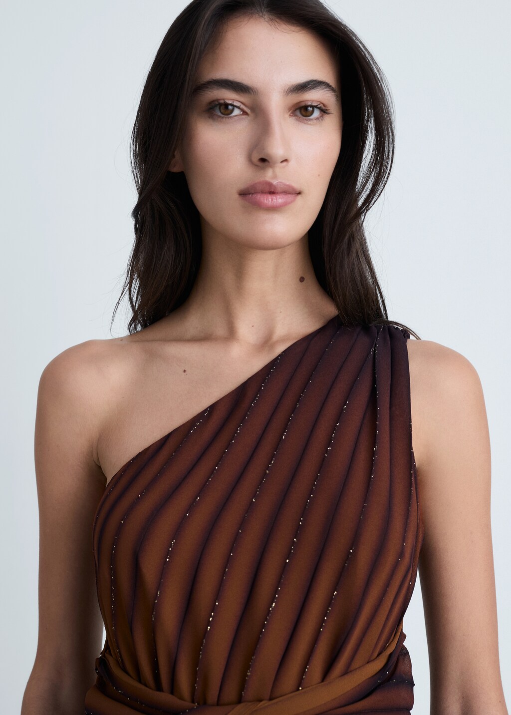 Gradient-effect pleated dress - Coffee
