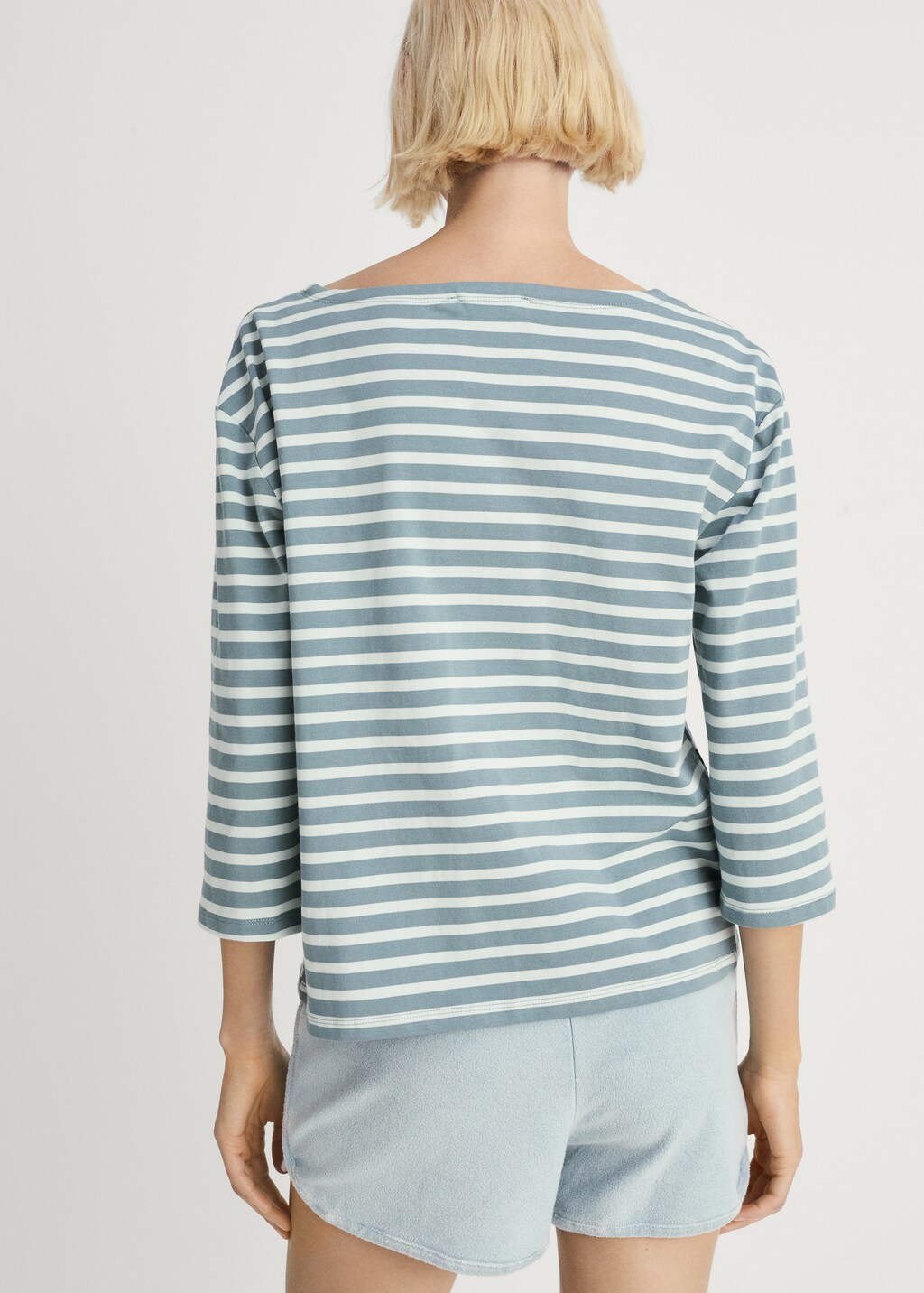 Woven cotton striped t-shirt - Lilac