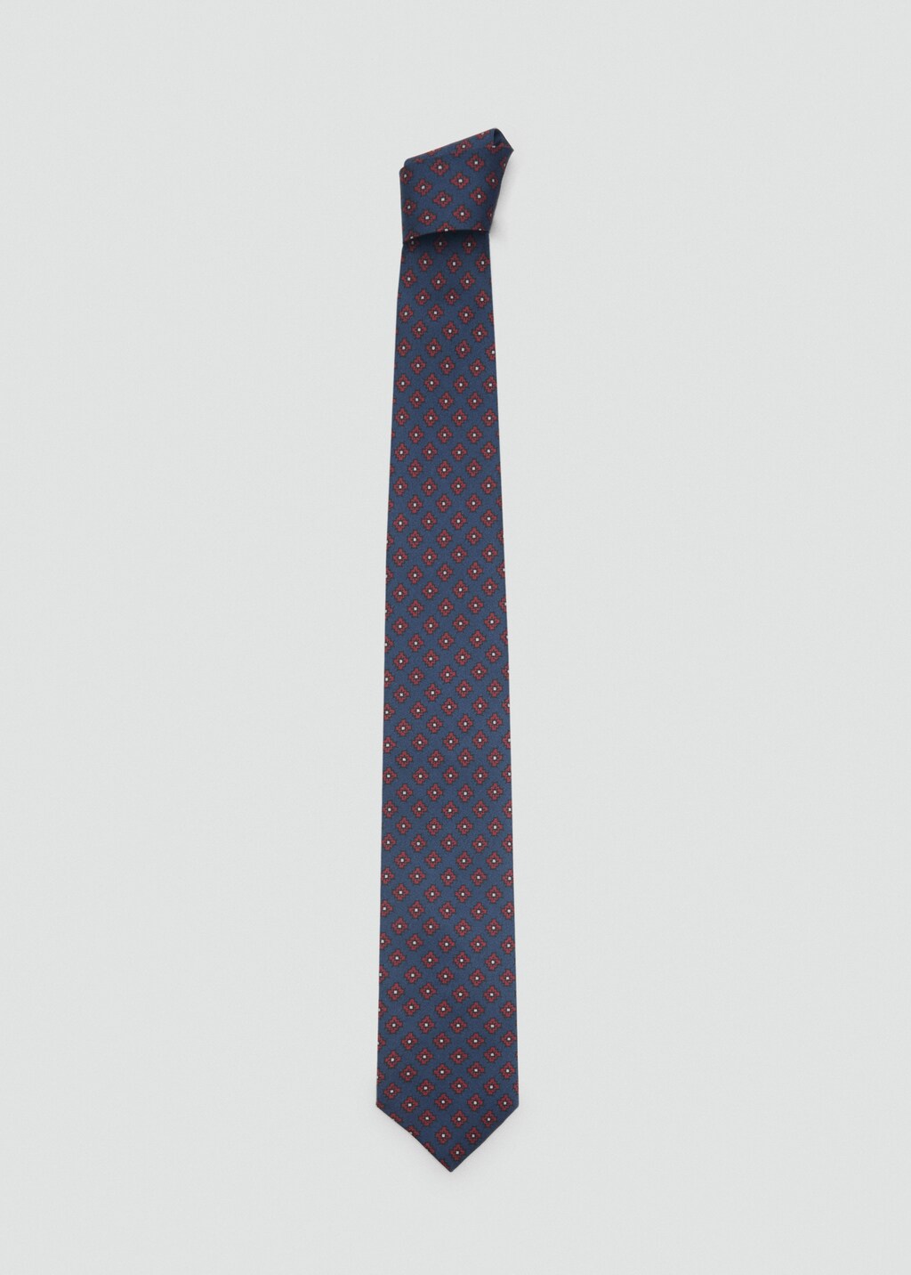 Geometric patterned silk tie - Dark Navy