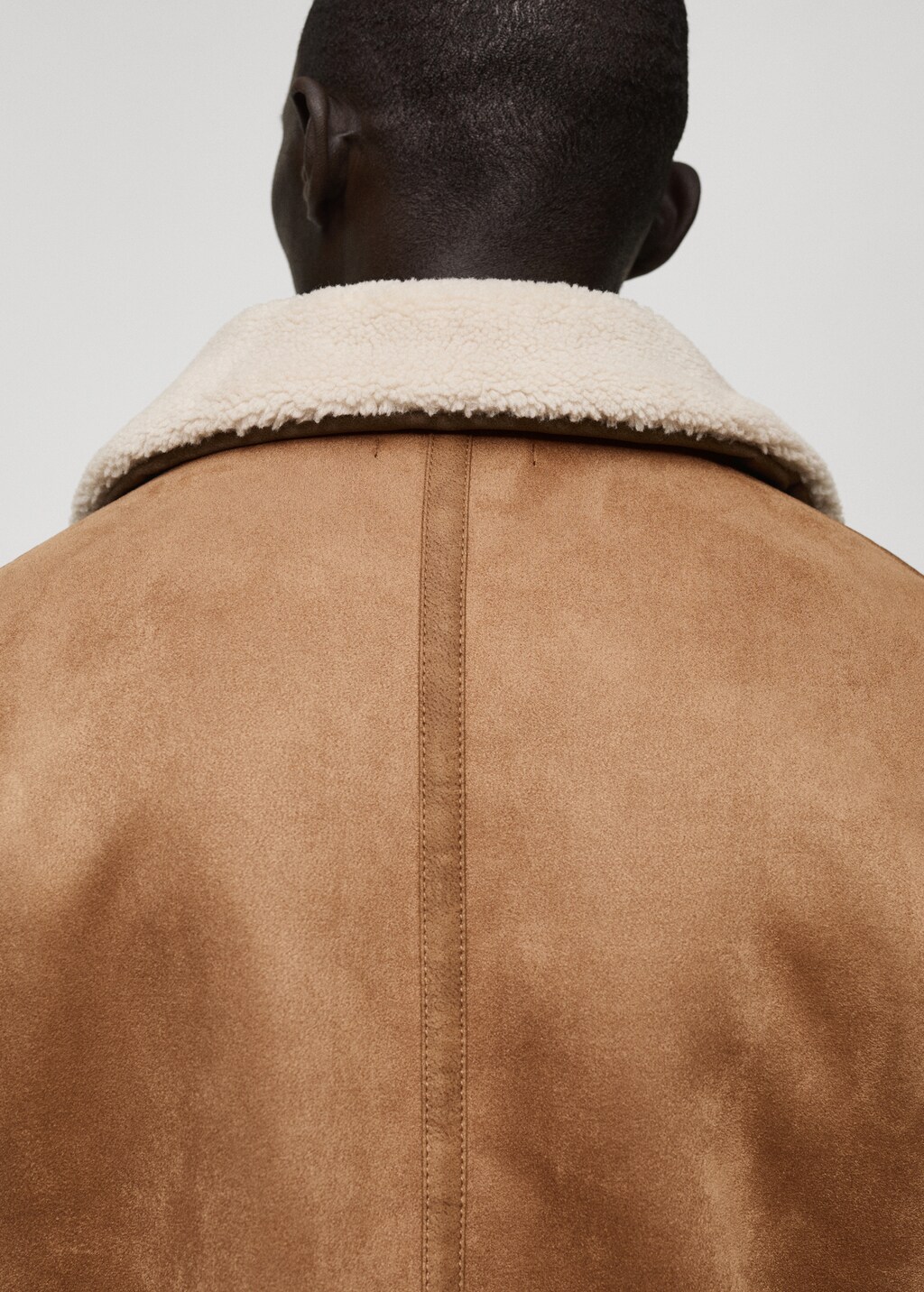 Double face jacket with sheepskin details - Medium Brown