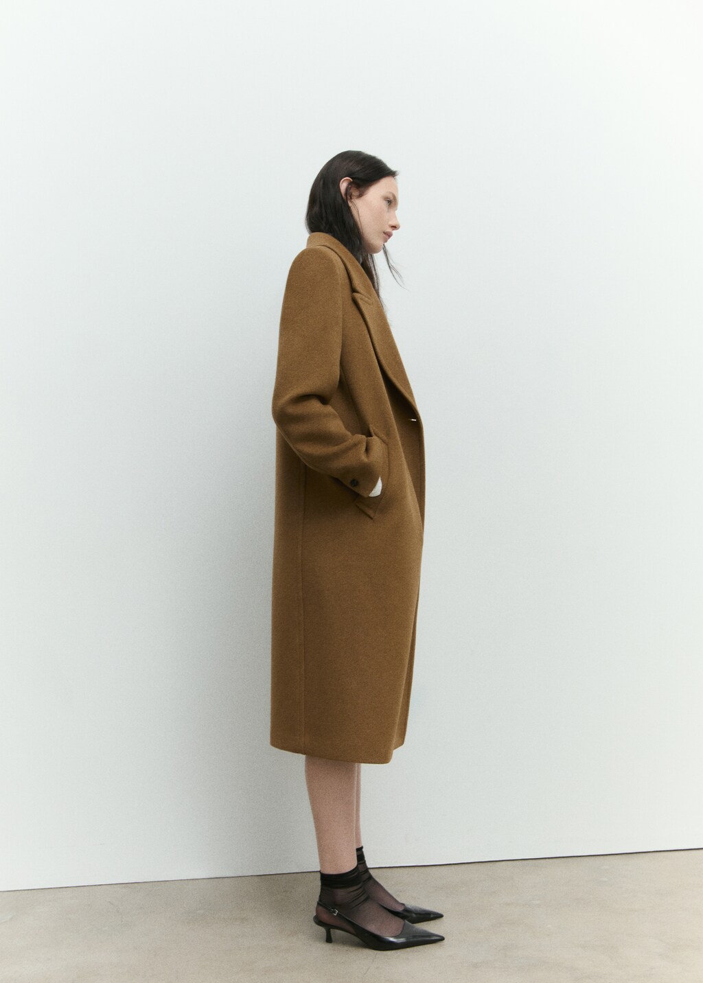 Lapels wool coat - Black