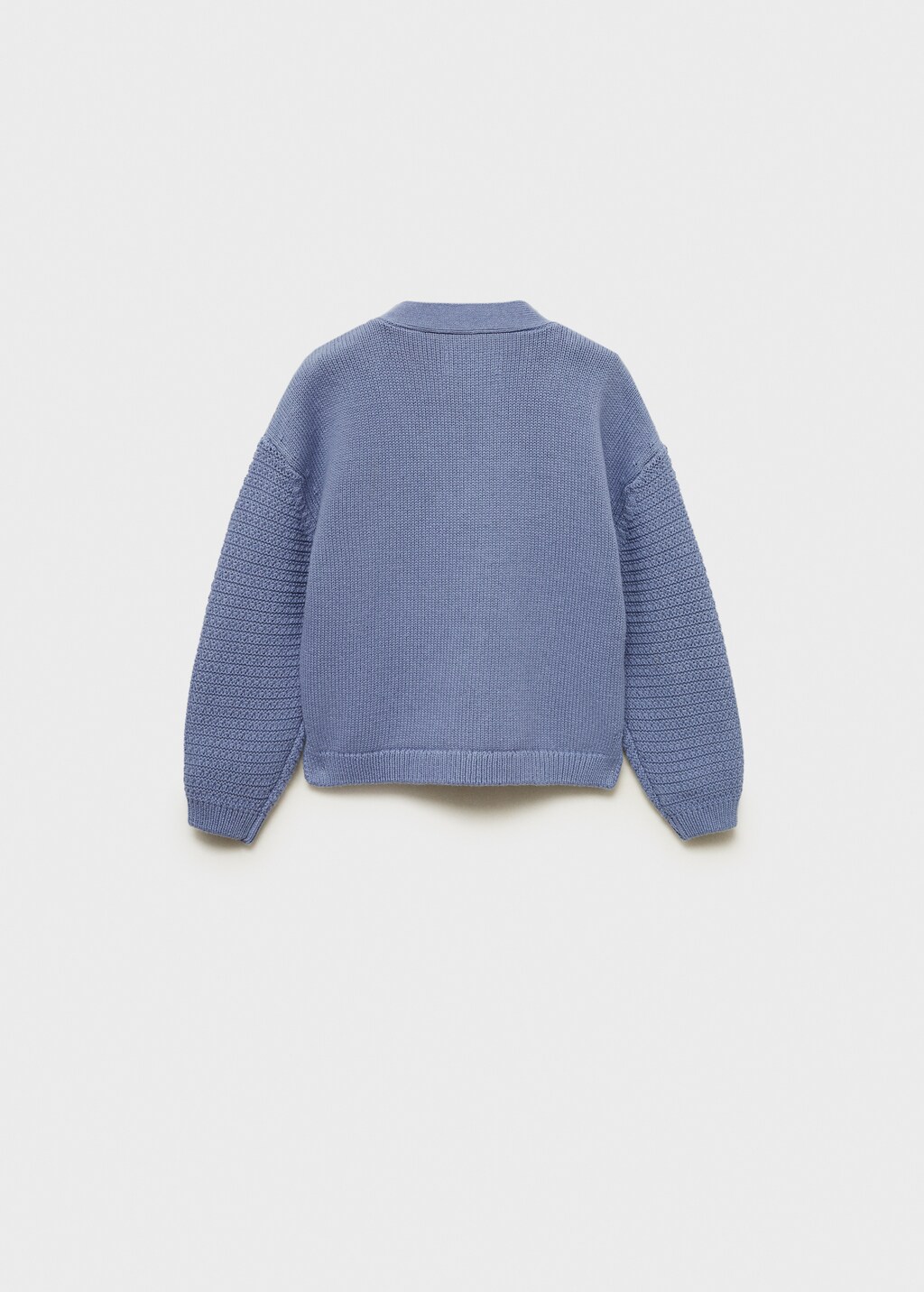 Combination knitted cotton cardigan - Blue