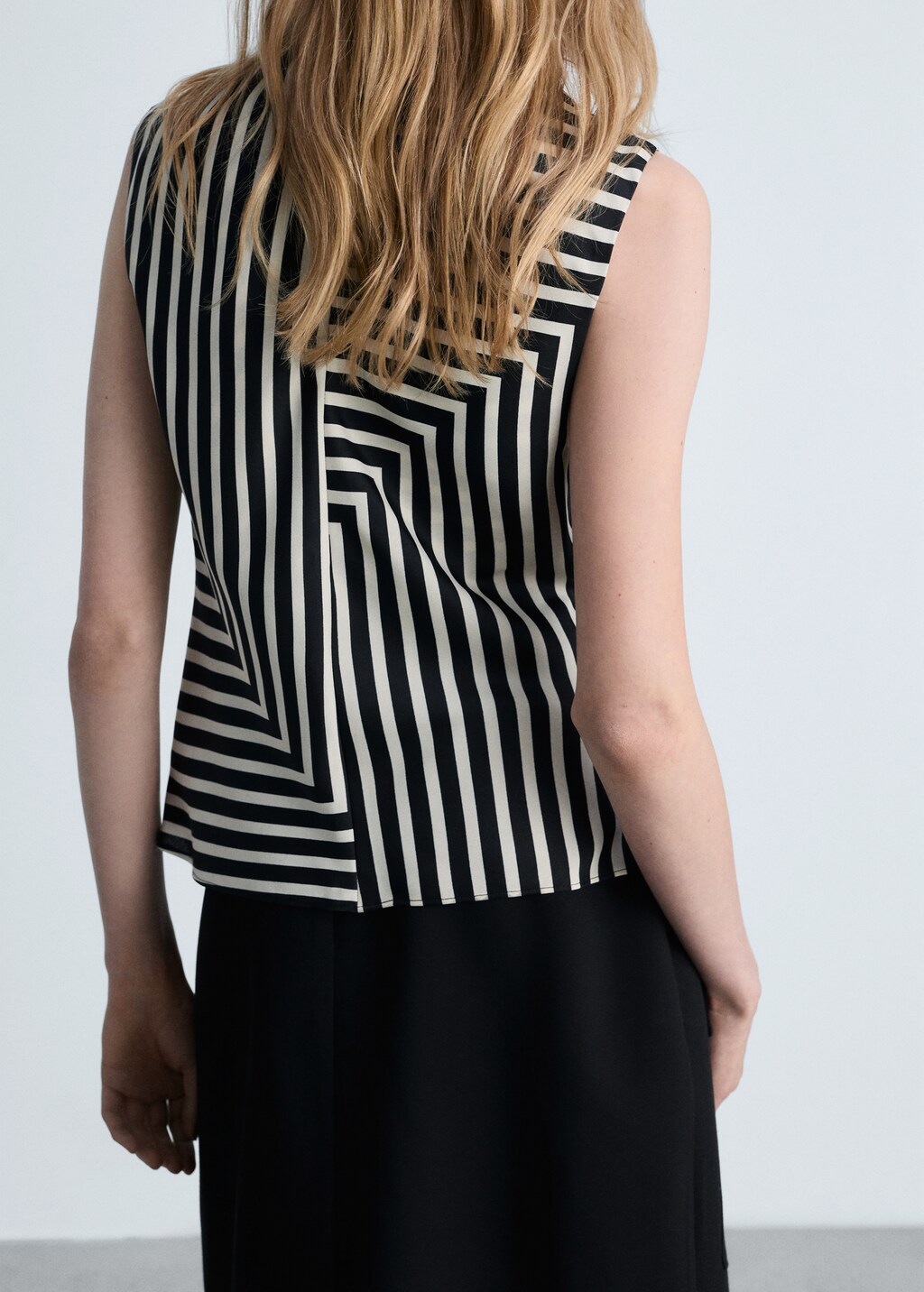 Striped perkins-neck blouse - Black