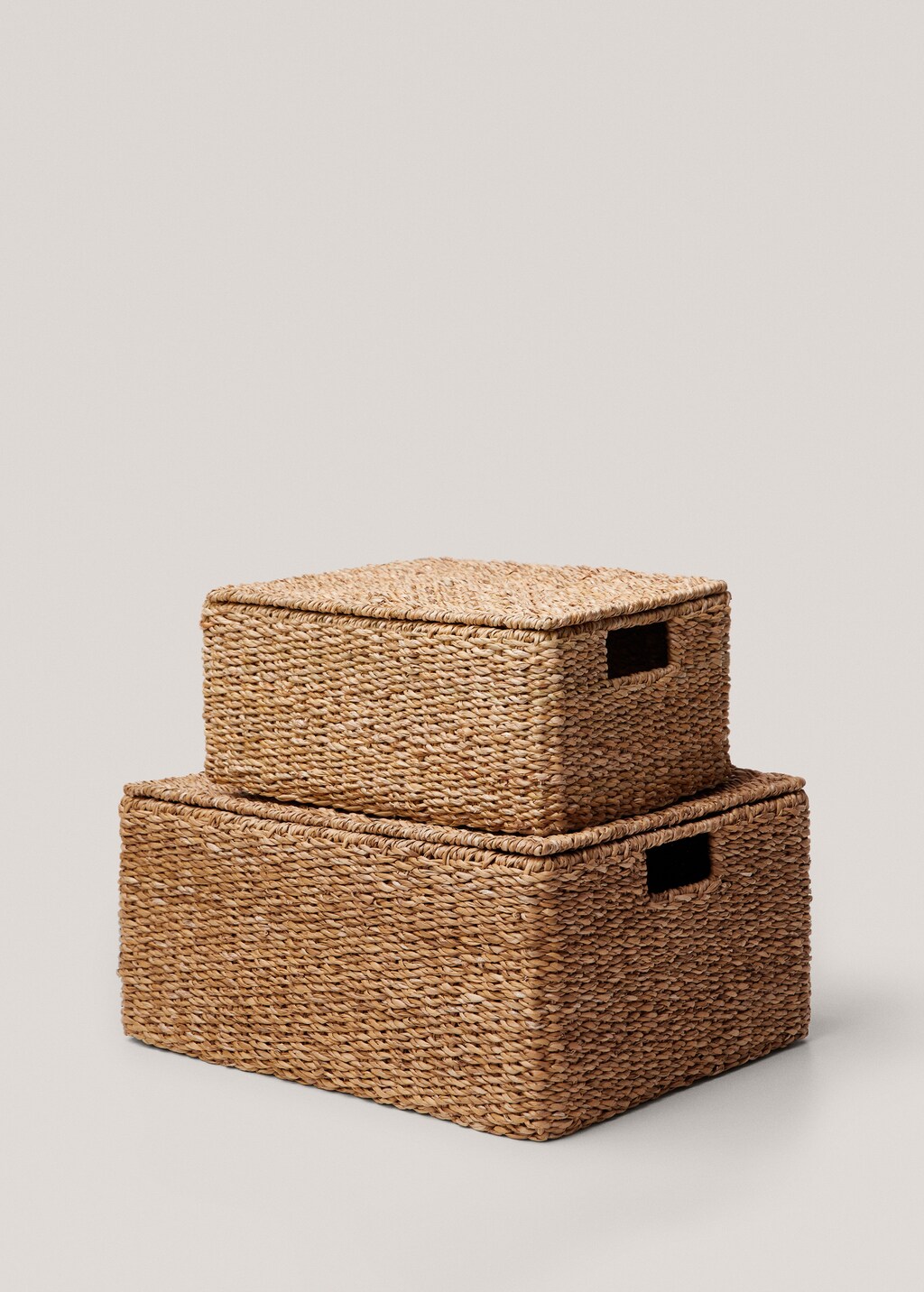 Braided basket with handles 35x25cm - Brown