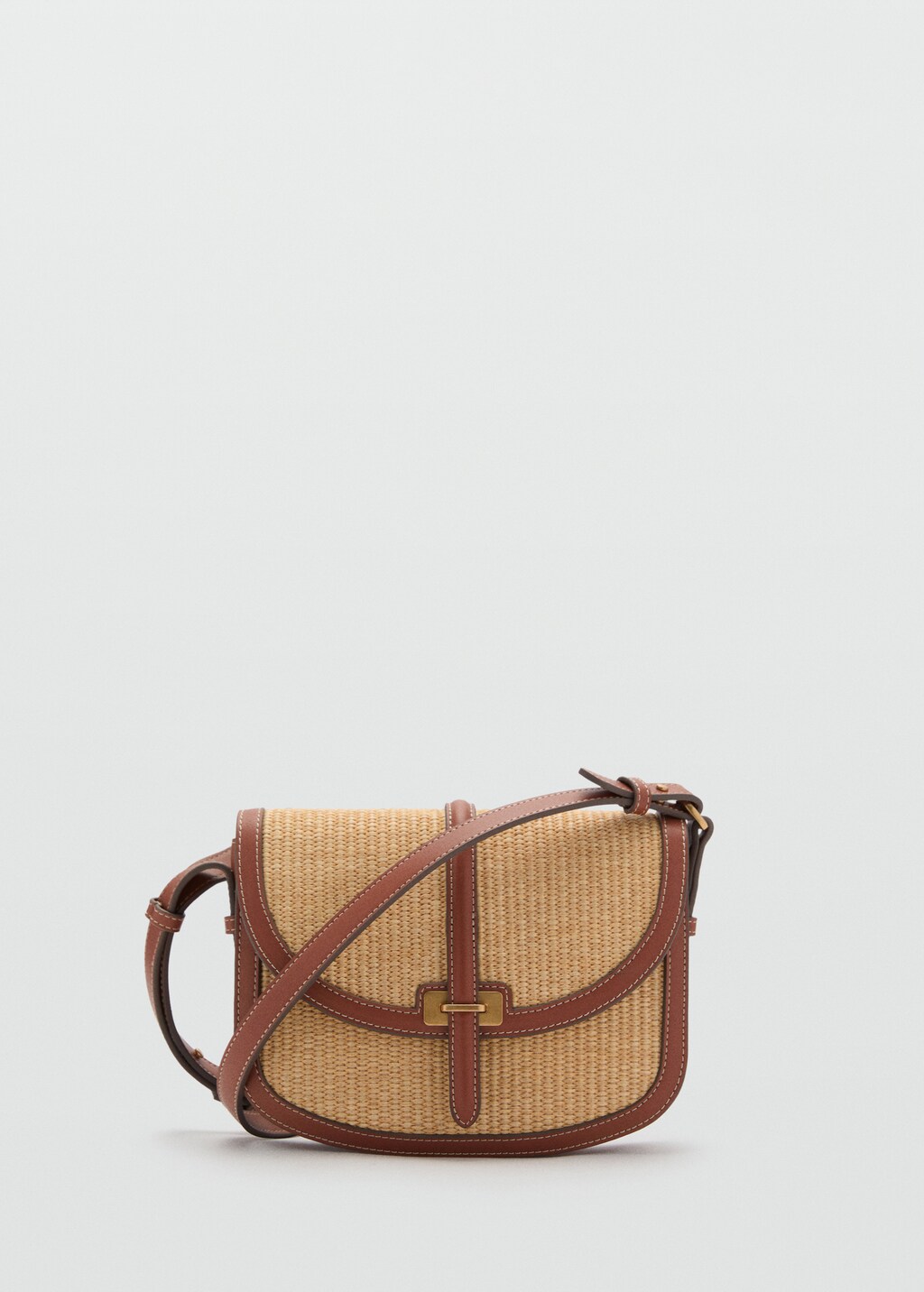 Contrasting canvas shoulder bag - Leather