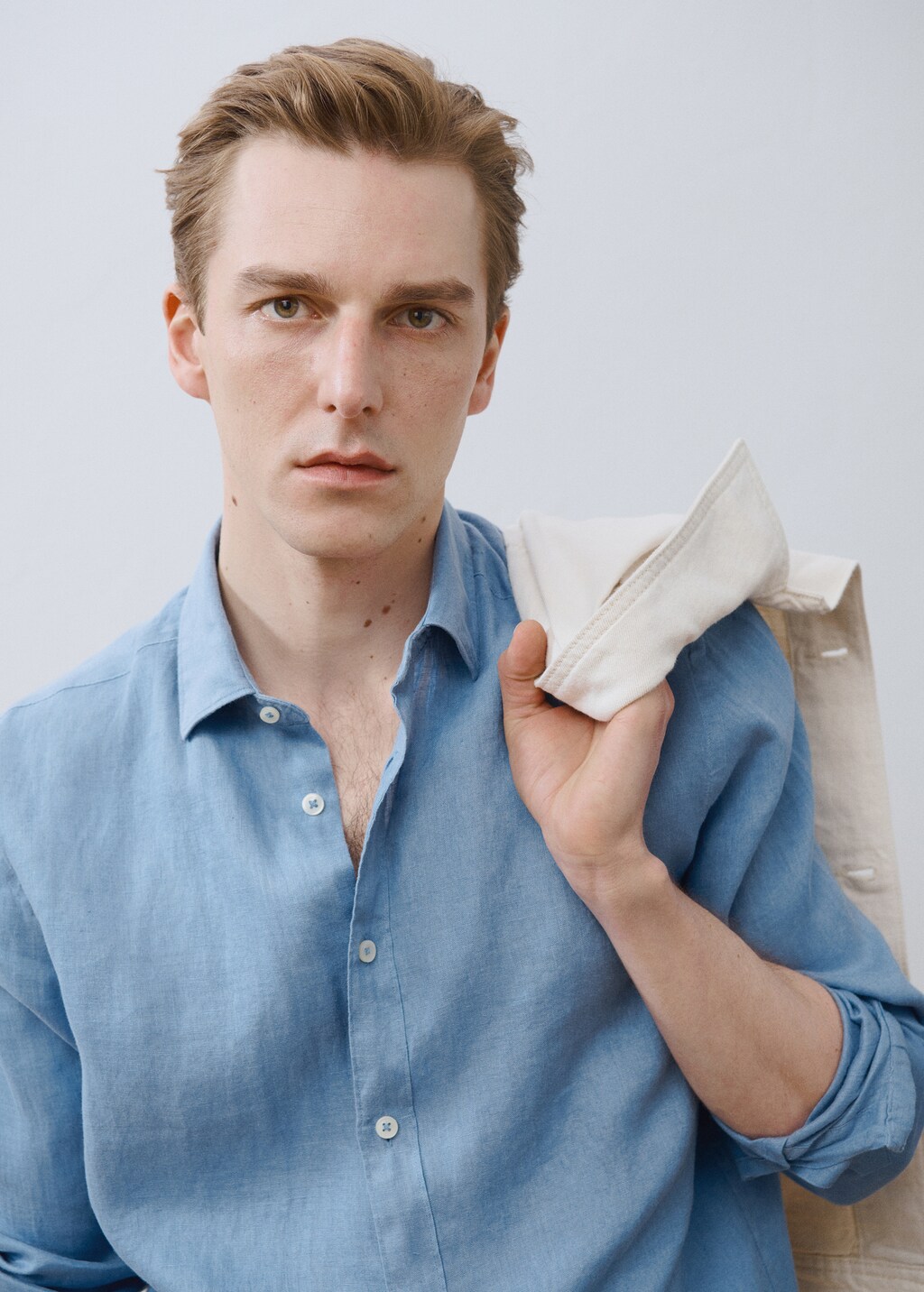 100% linen regular-fit shirt - Curry