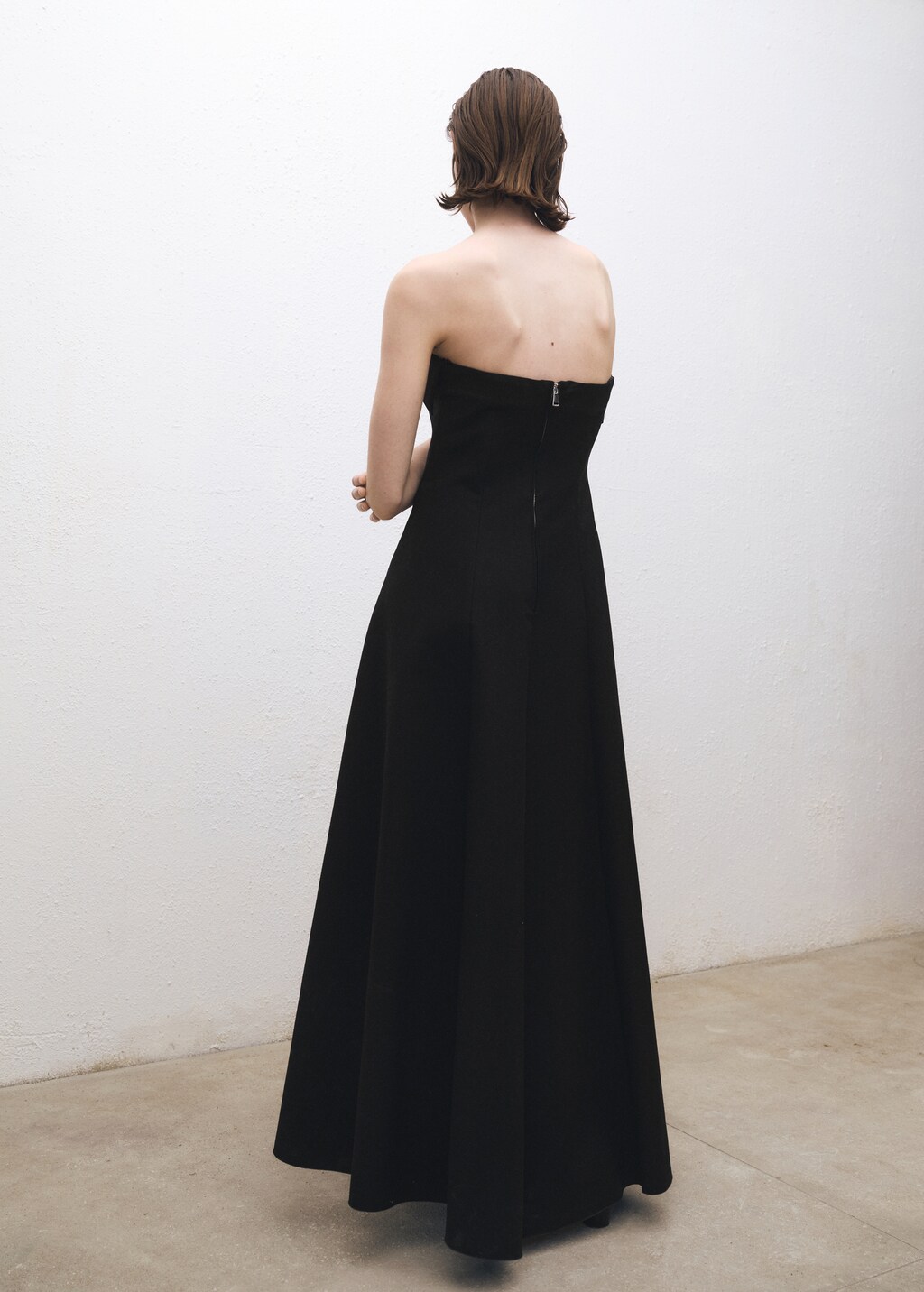 Strapless flared dress - Black