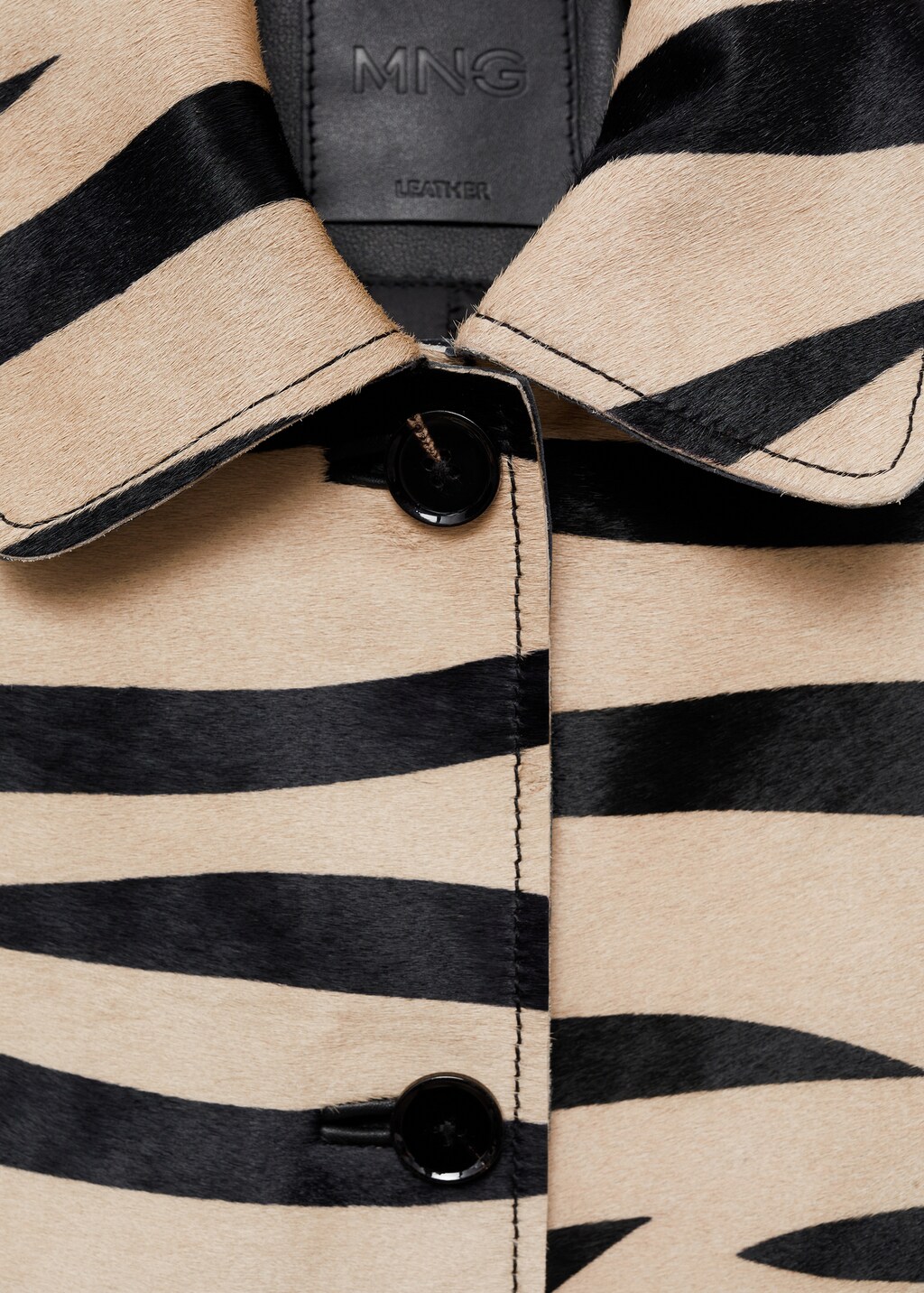 Zebra-print fur jacket - Black