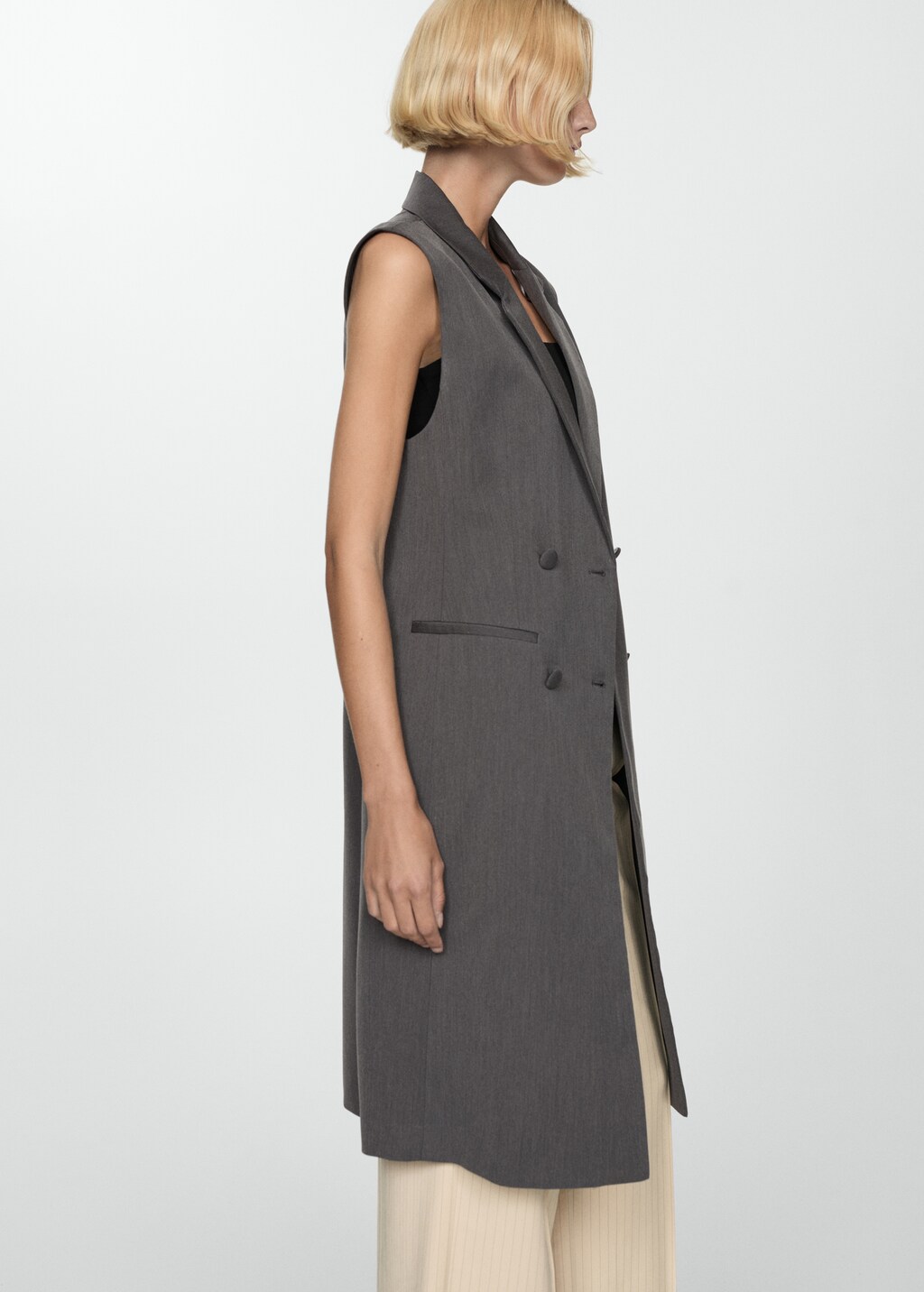 Long buttoned waistcoat - Sand