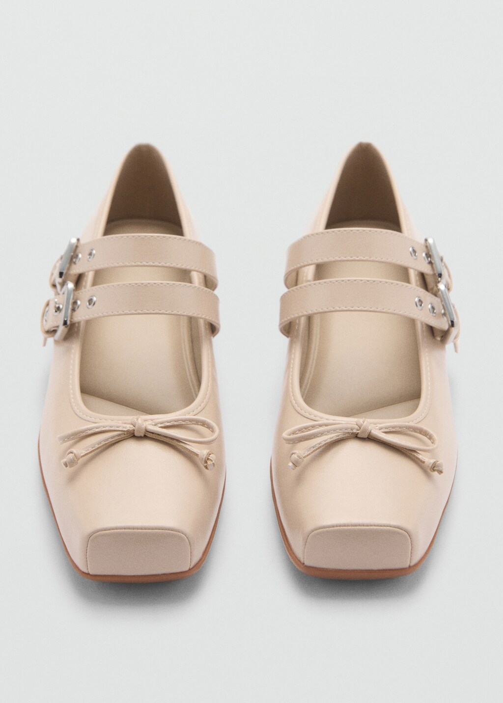 Ballerina shoes with double buckle - Beige
