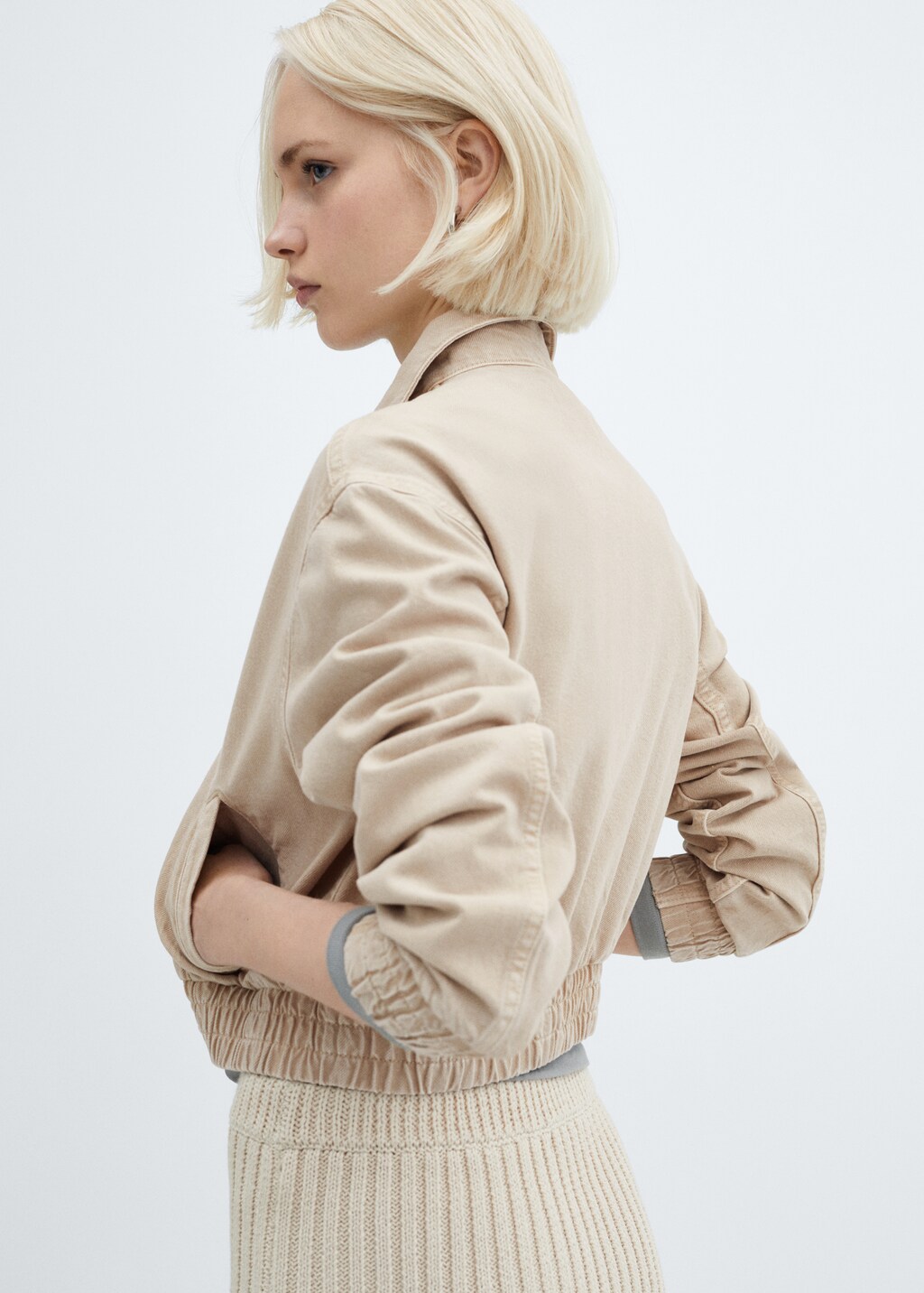 Denim bomber jacket - Sand