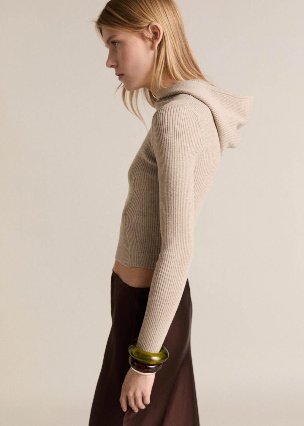 Ribbed hooded sweater - Light/Pastel Grey