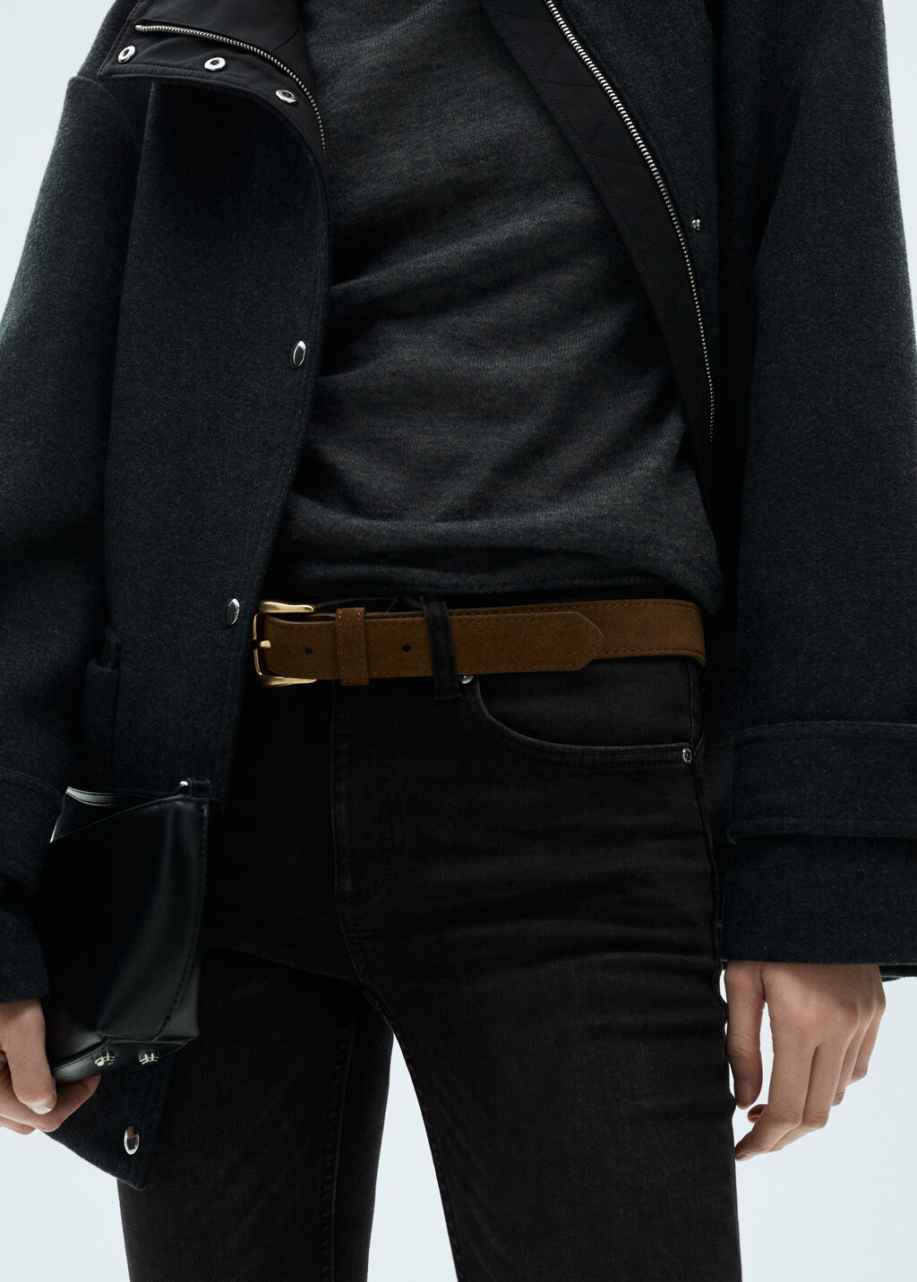 Waxed skinny pushup jeans - Black