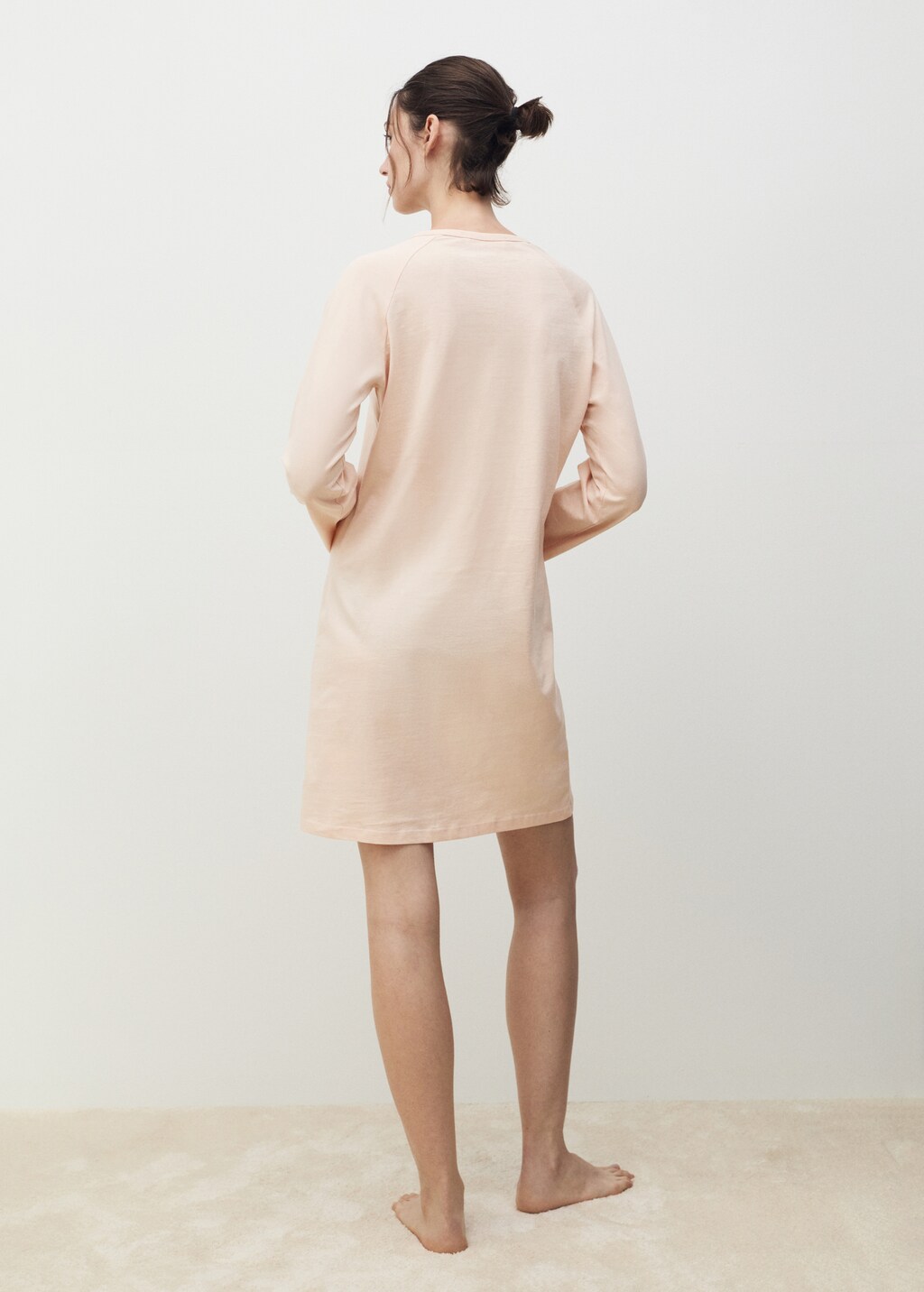 Cotton V-neck nightgown - Aqua Green