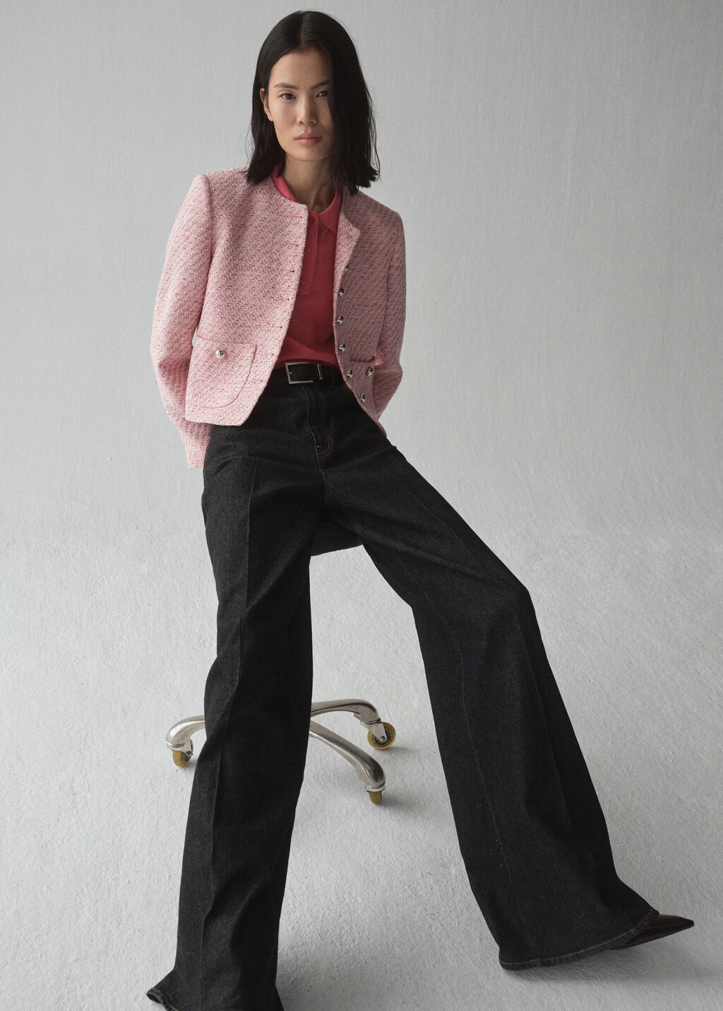 Fitted tweed jacket - Pink