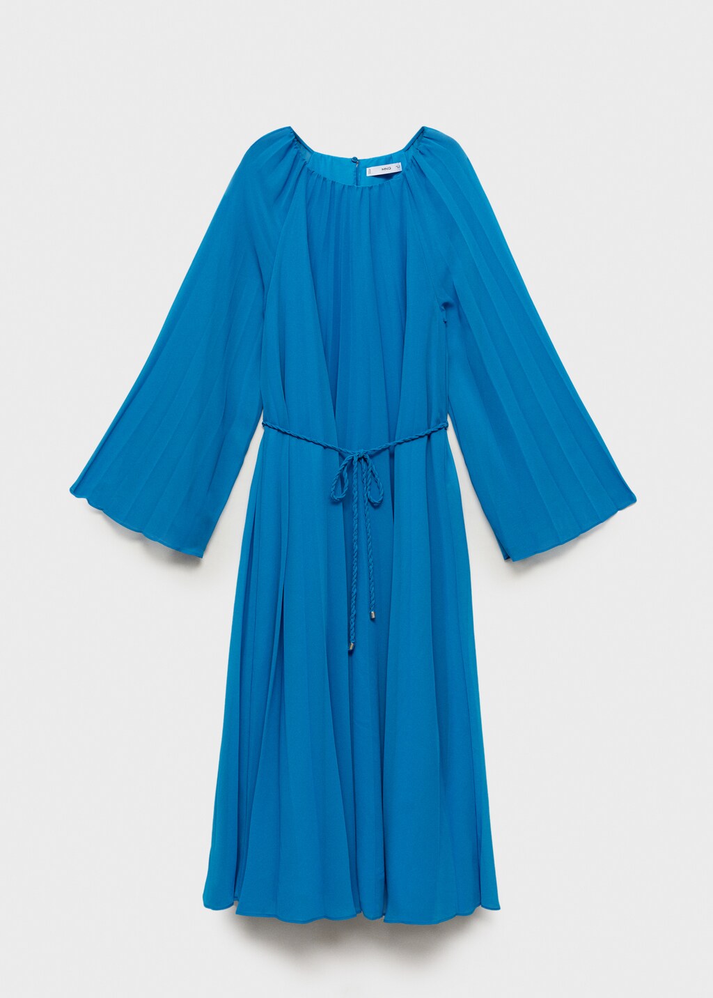 Flared-sleeve pleated dress - Blue