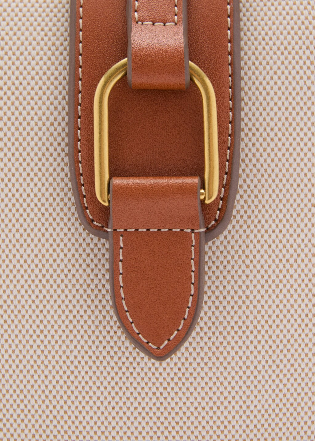 Contrasting canvas bucket bag - Leather