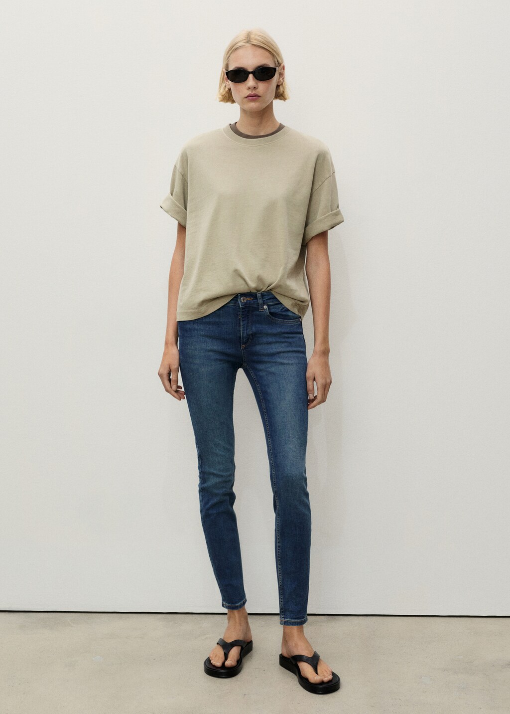 Waxed skinny pushup jeans - Black