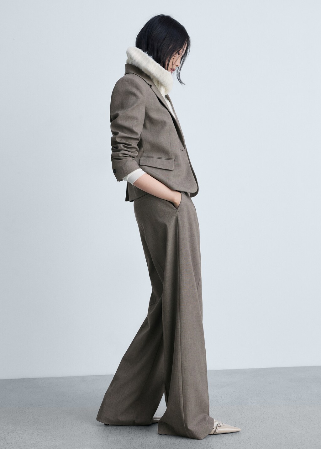 Crop suit blazer - Brown