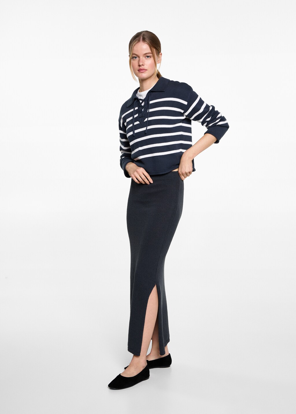 Vent midi skirt - Dark Navy