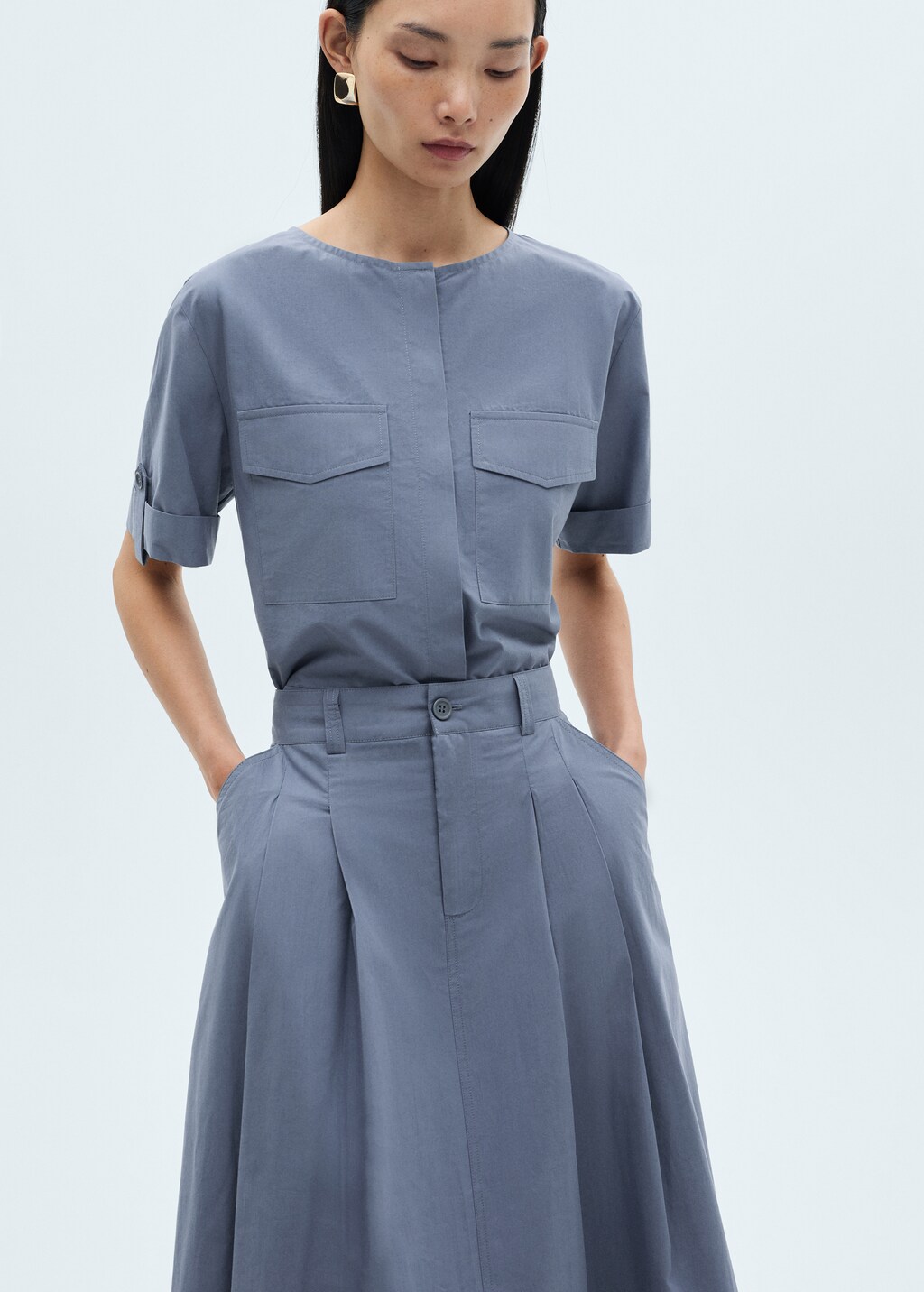 Pleated midi-skirt - Ecru