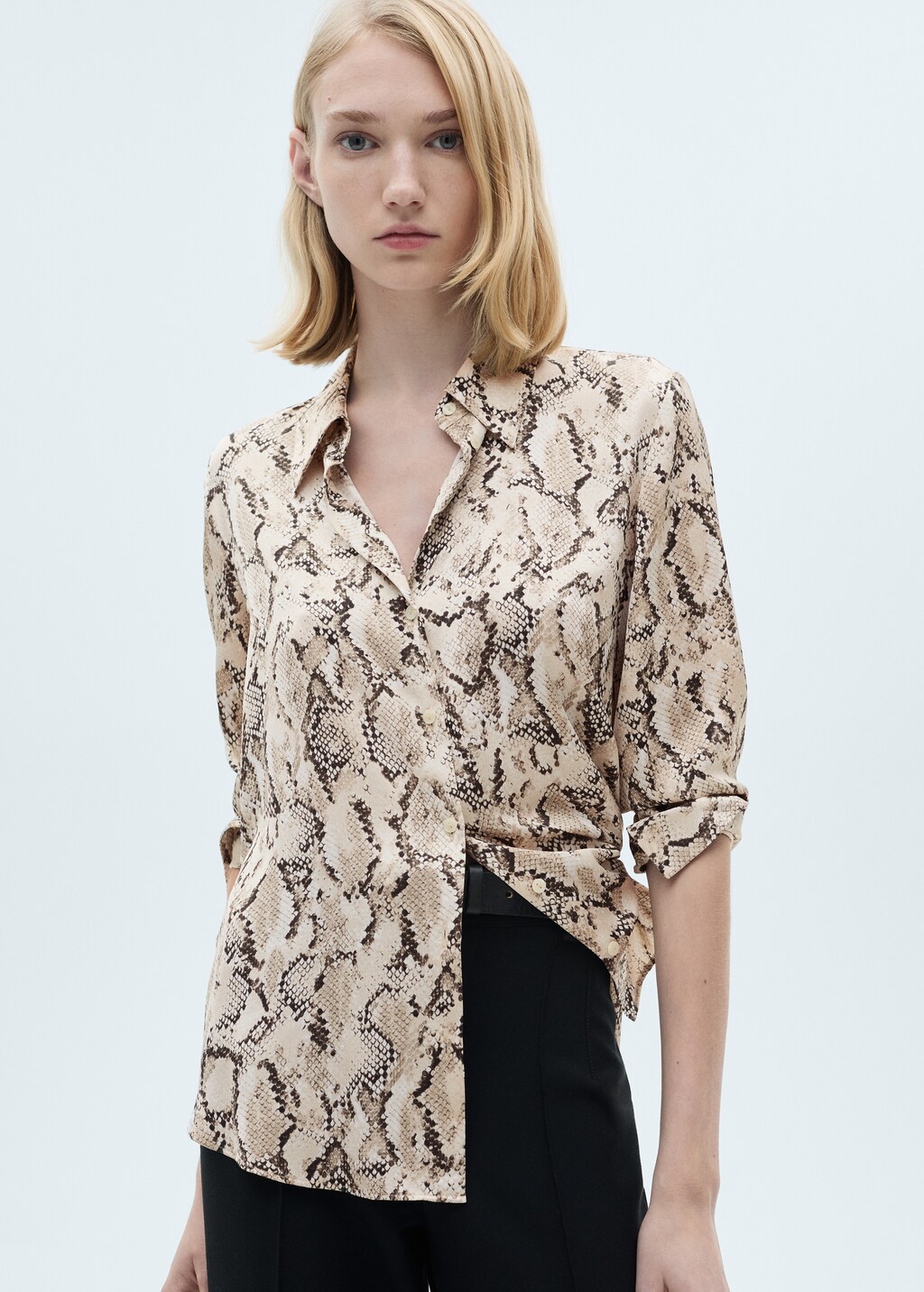 Satin print shirt - Ecru
