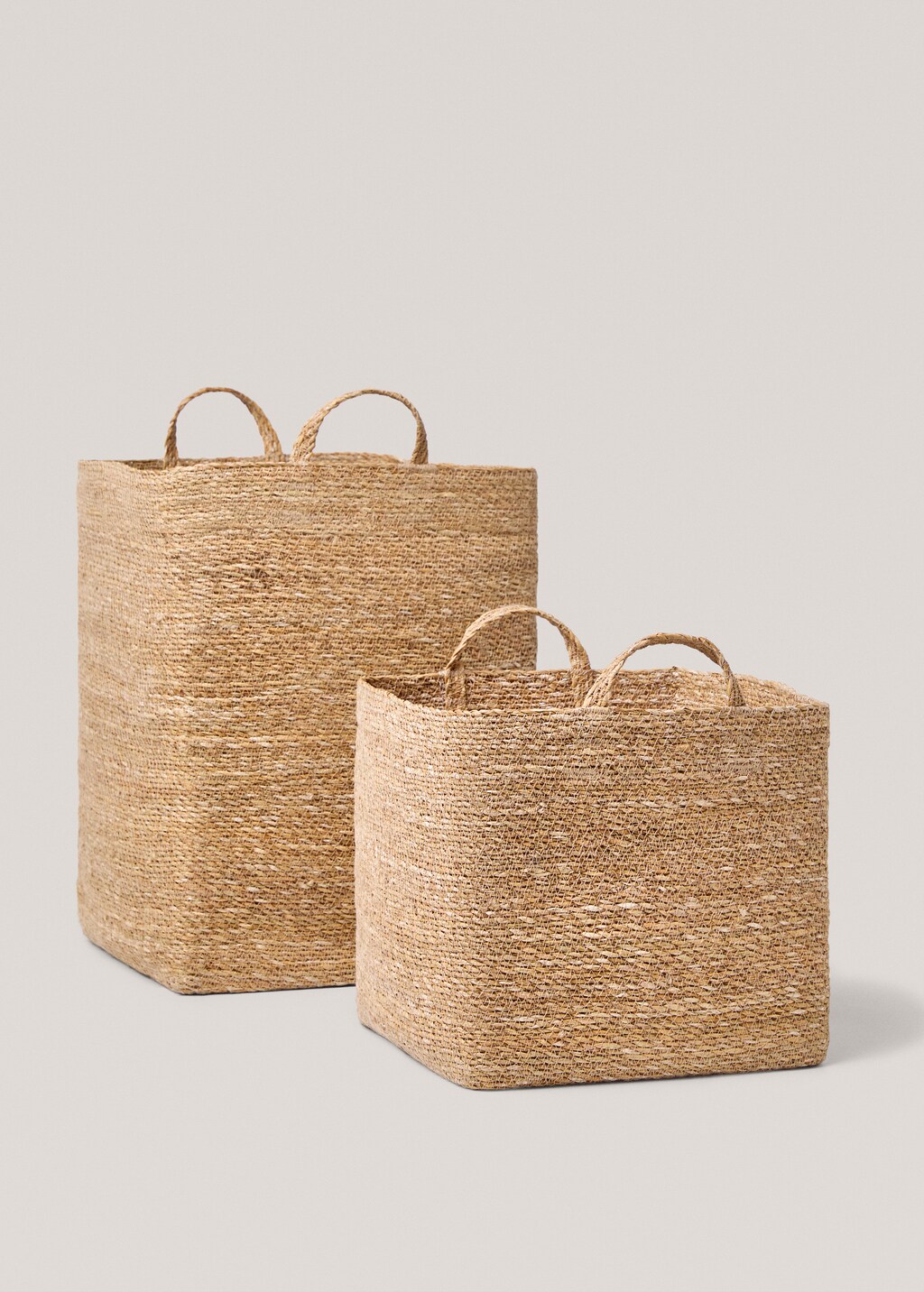 Small seagrass basket with handles - Brown