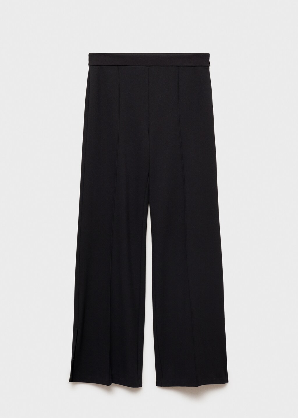 Wideleg trousers with slits - Black
