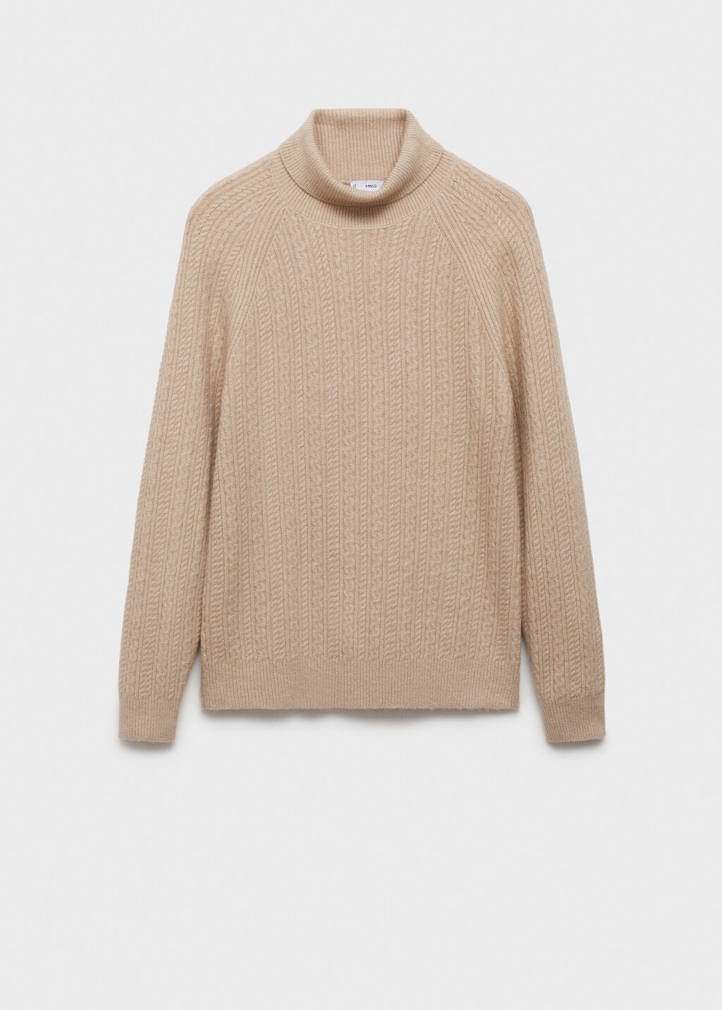 Braided knit turtleneck sweater - Beige