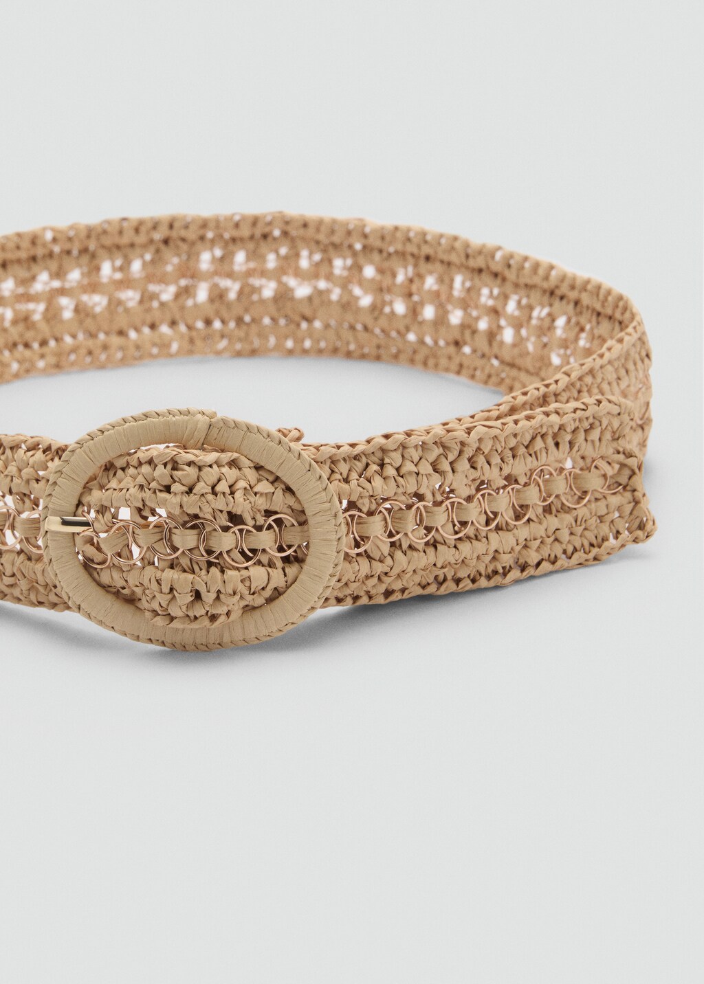 Natural fibre belt with buckle - Beige