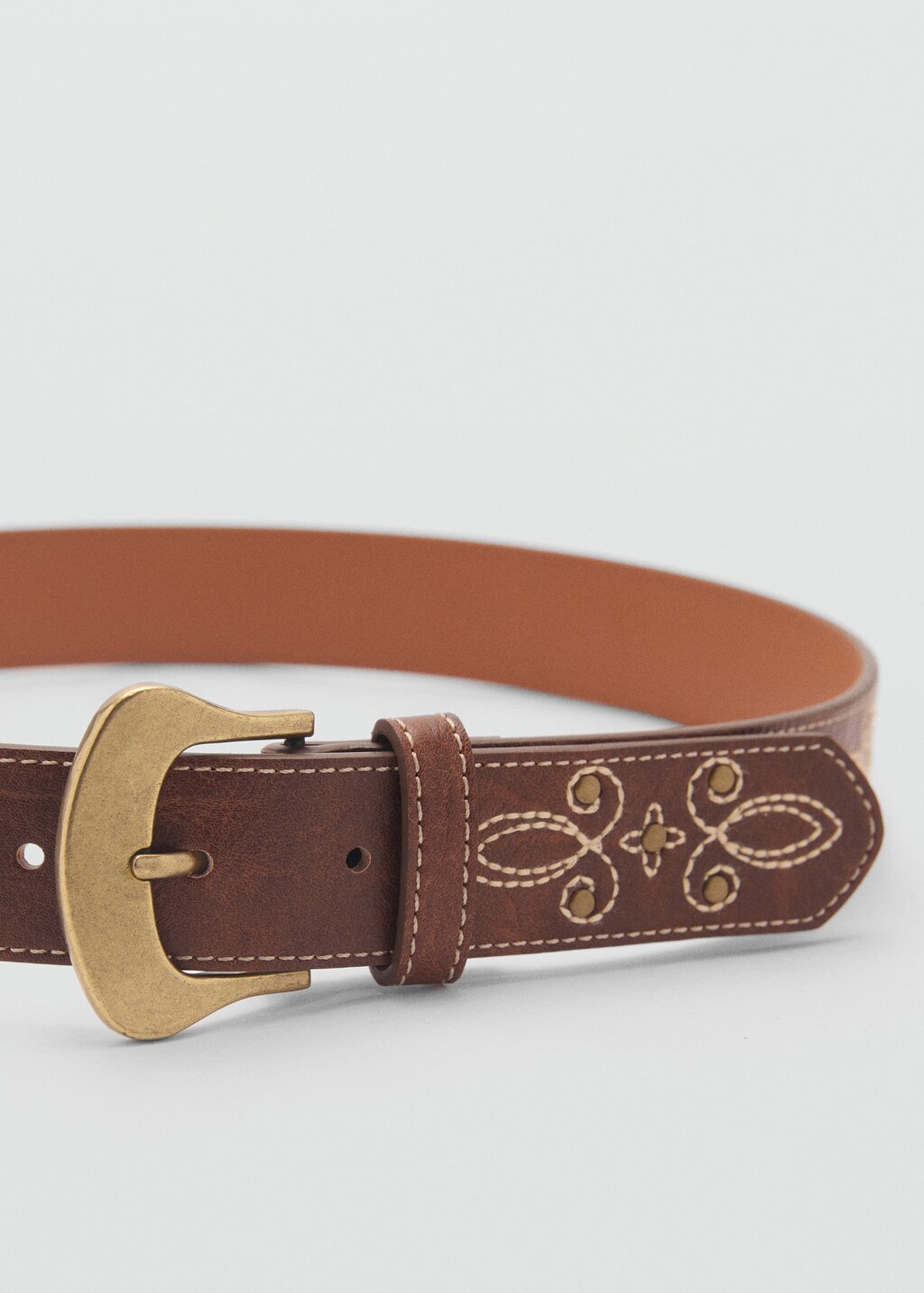 Embroidered belt - Brown