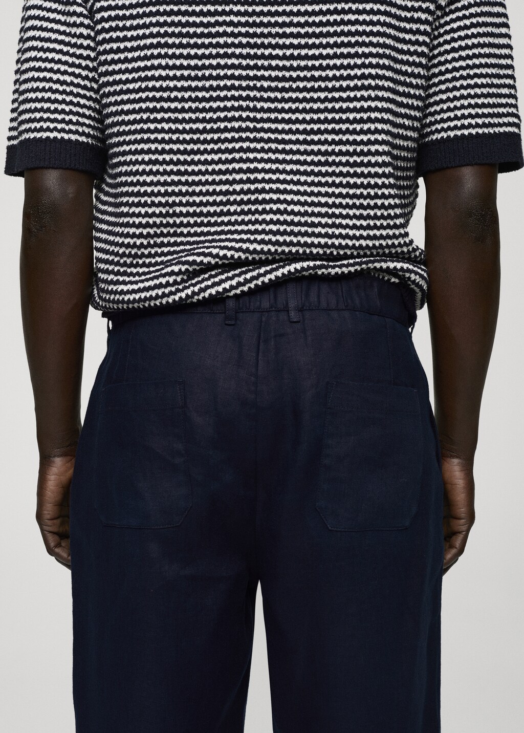Relaxed-fit 100% linen trousers - Dark Navy