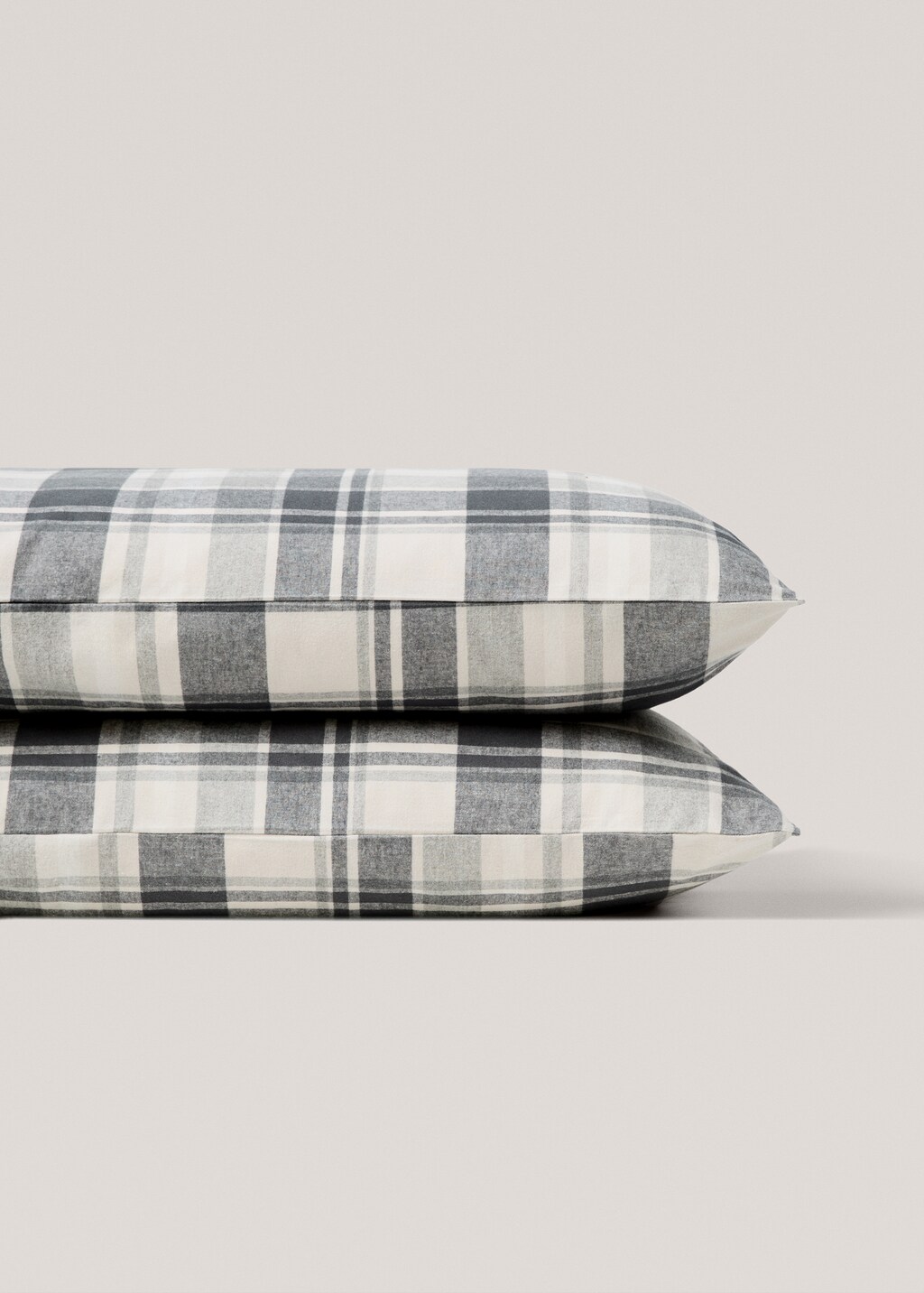 Pillow cover 100% cotton checkered flannel 50x75cm - Grey