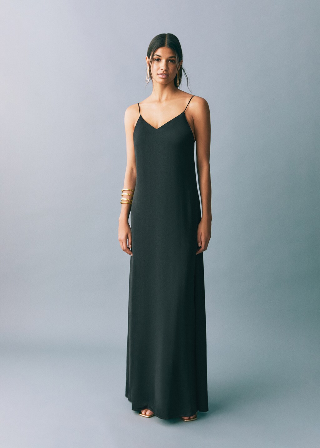 Long dress with straps - Black