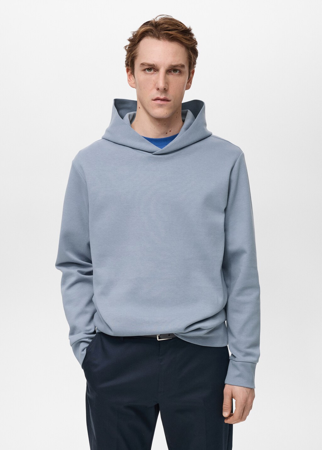 Regular-fit cotton hoodie - Night Blue