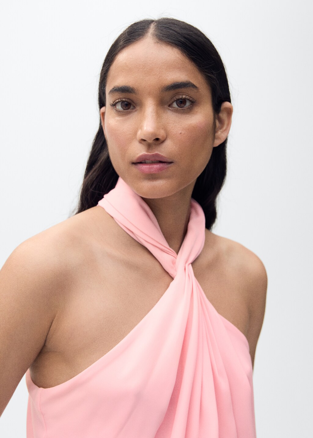 Halter dress with back opening - Pink