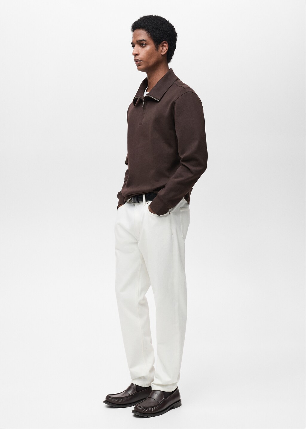 Regular-fit cotton sweatshirt with zip - Ice Grey