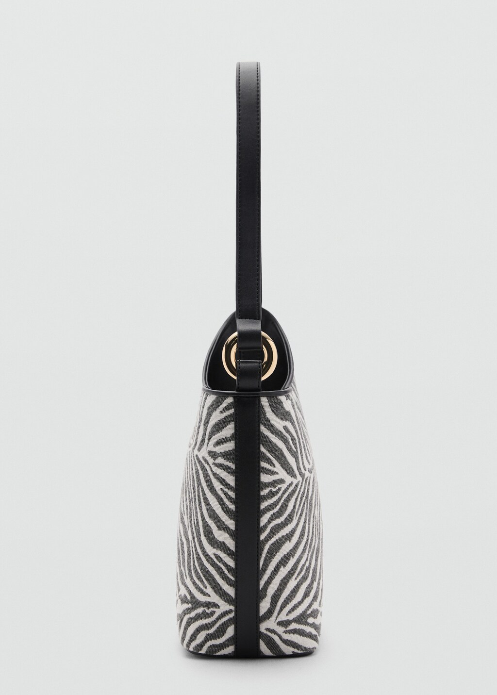 Large zebra-print bucket bag - Black