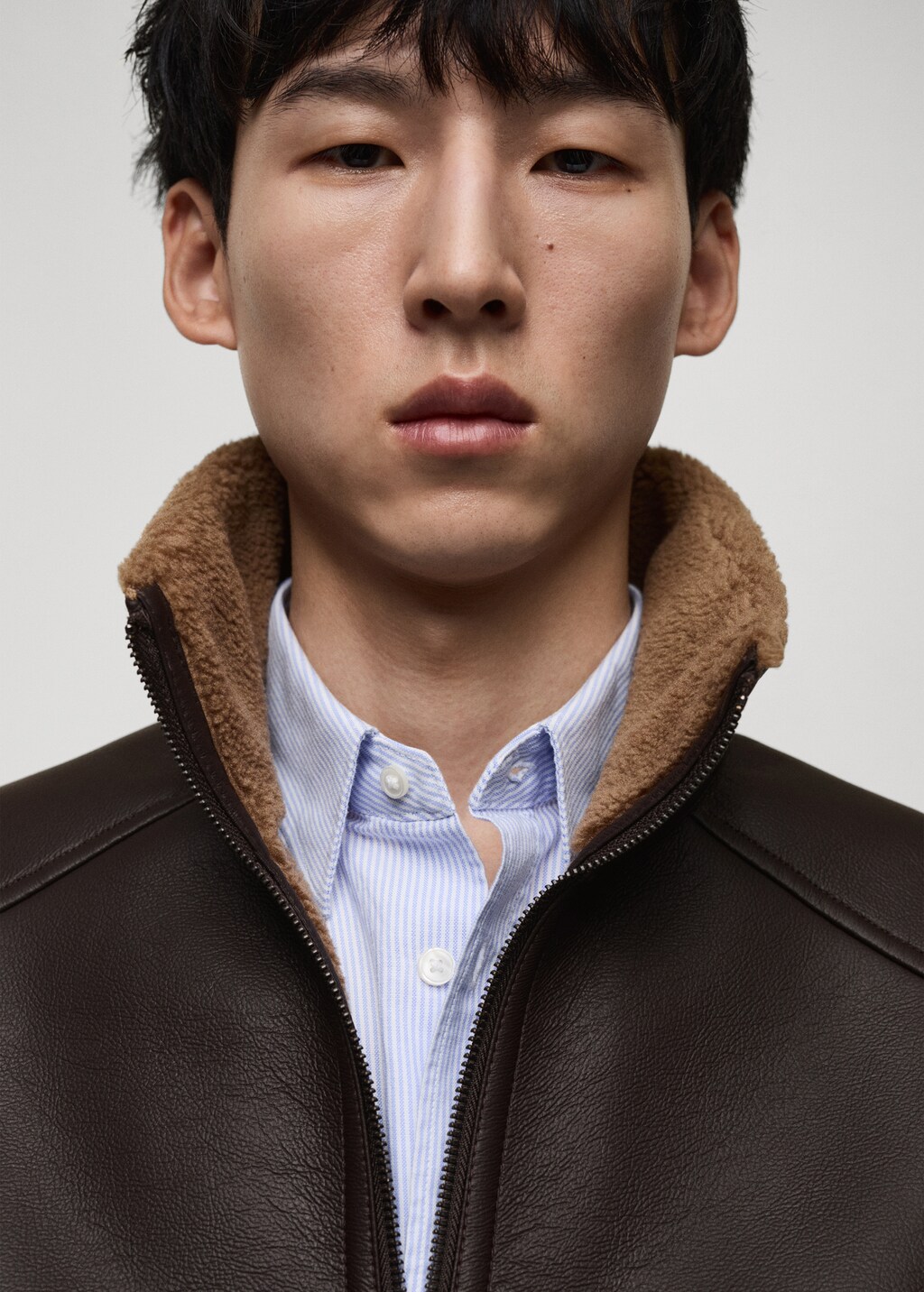 Fur effect jacket with fleece lining - Chocolate