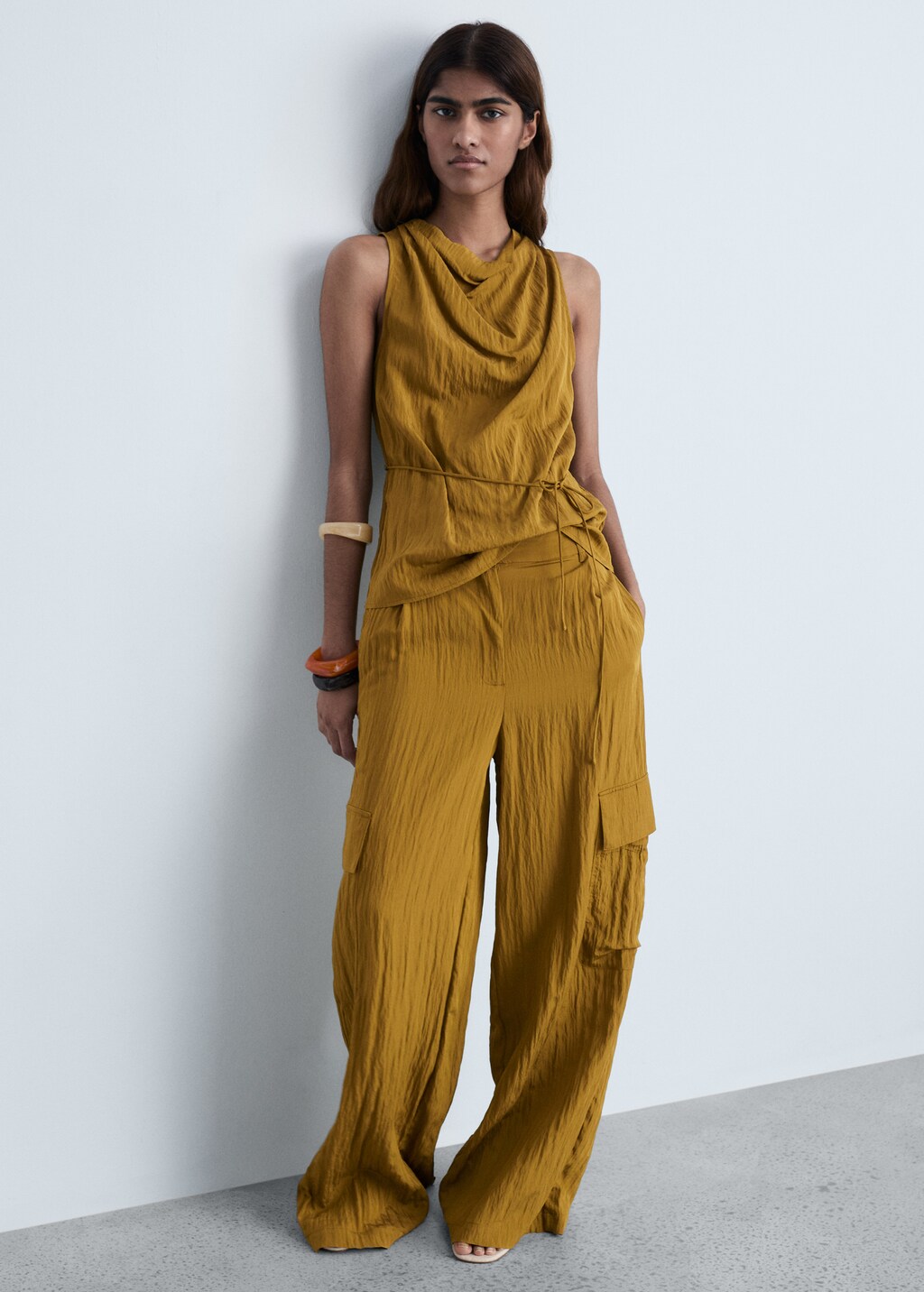 Textured cargo trousers - Sand